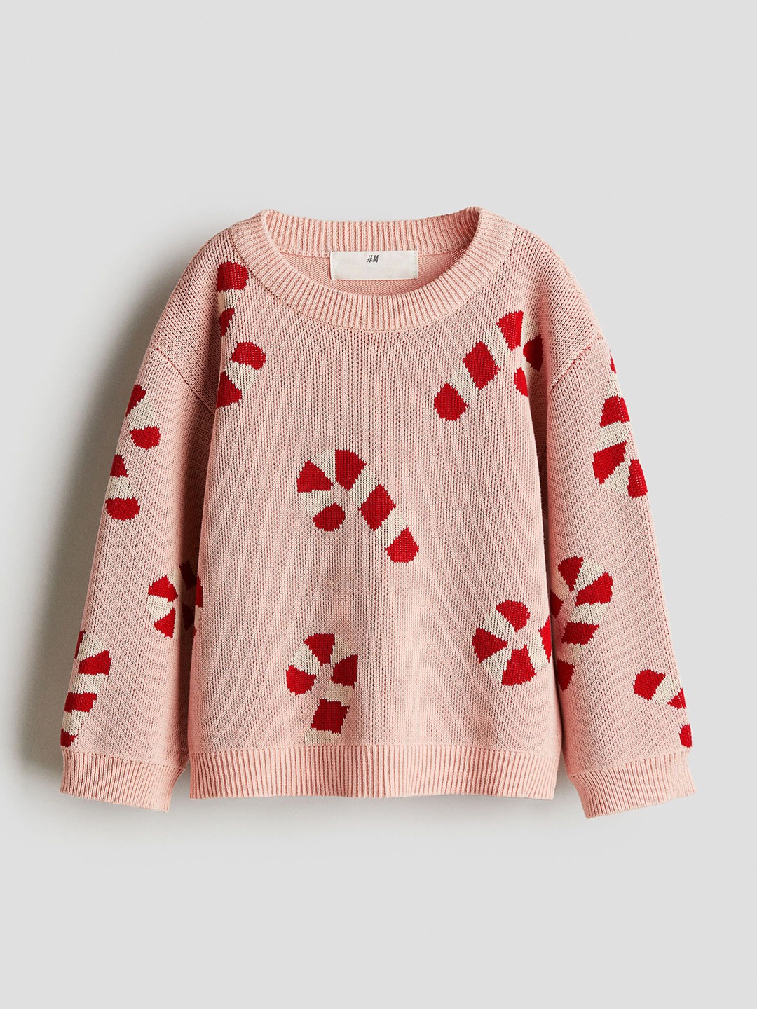 

H&M Girls Patterned Cotton Jumper, Pink