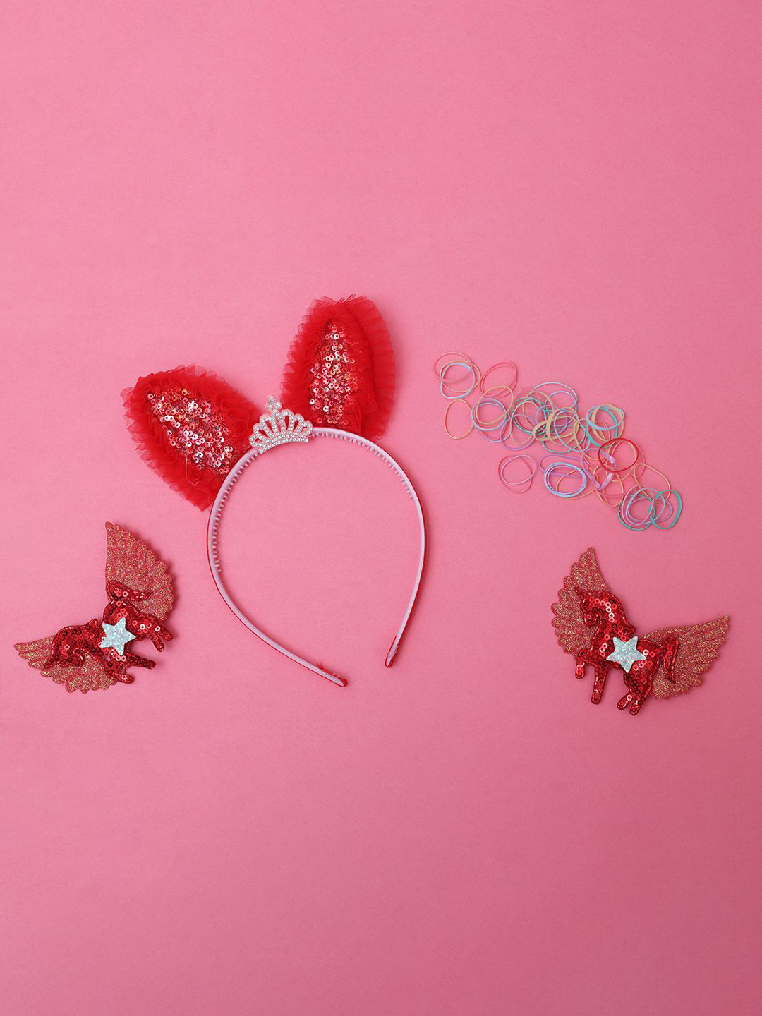 

ilearnngrow Kids - Girls Hair Accessory Set, Red