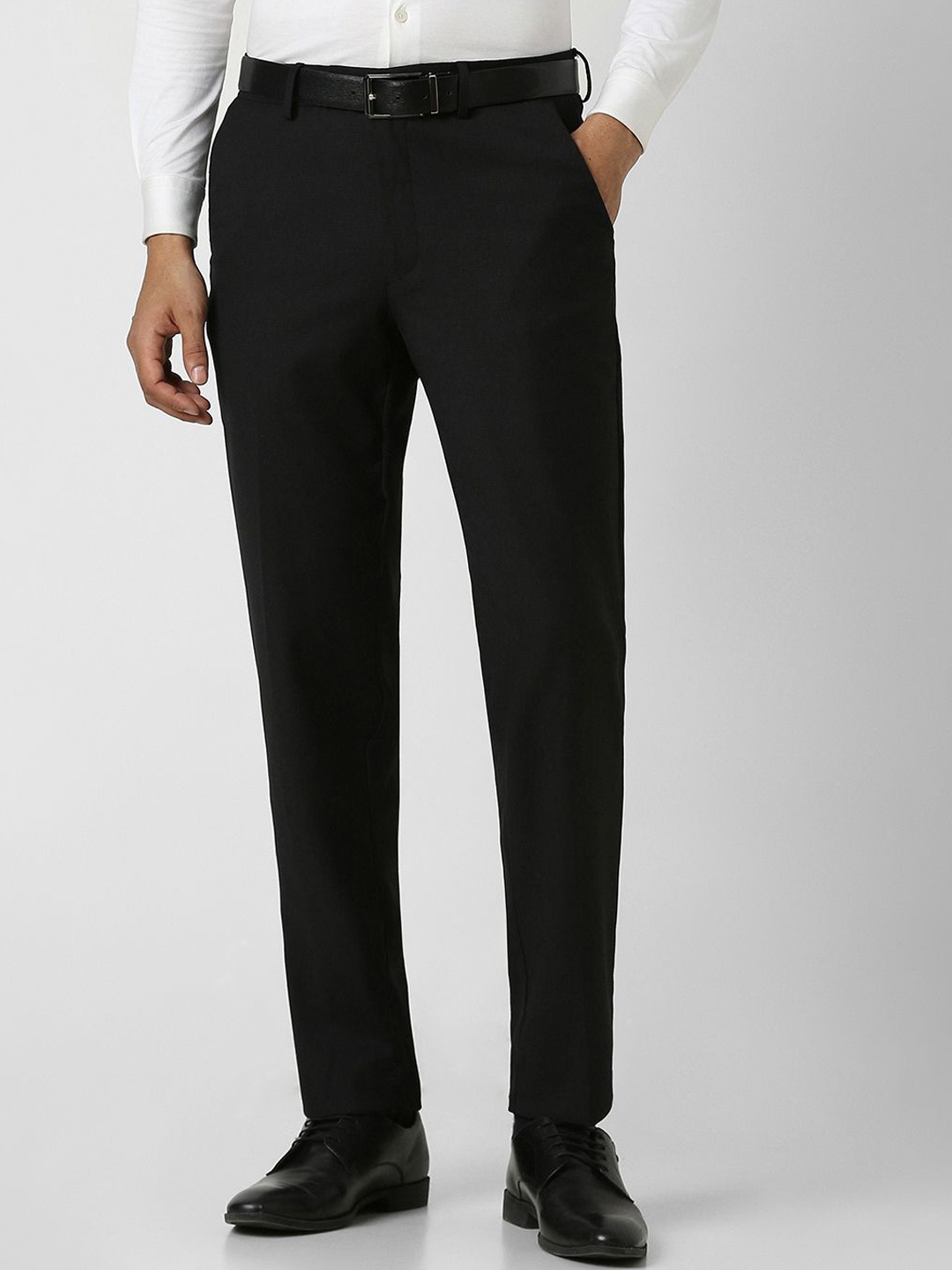 

Van Heusen Men Cotton Self Design Trousers, Black