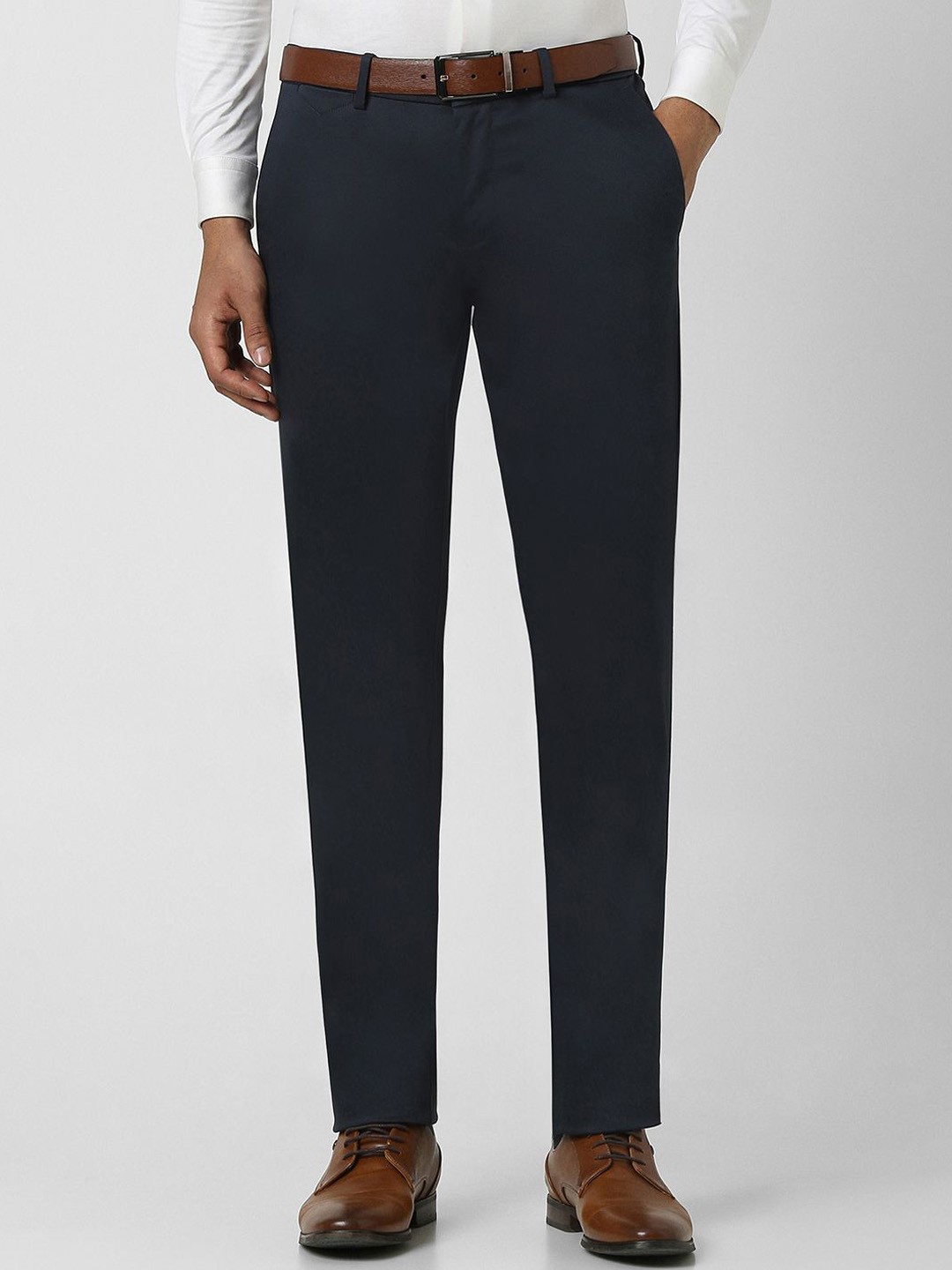 

Van Heusen Men Cotton Slim Fit Trousers, Navy blue