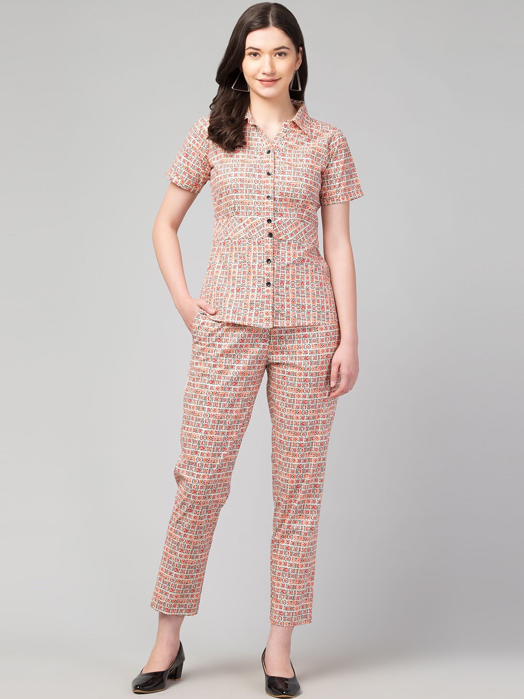 

Zuvino Printed Cotton Shirt With Trouser, Beige