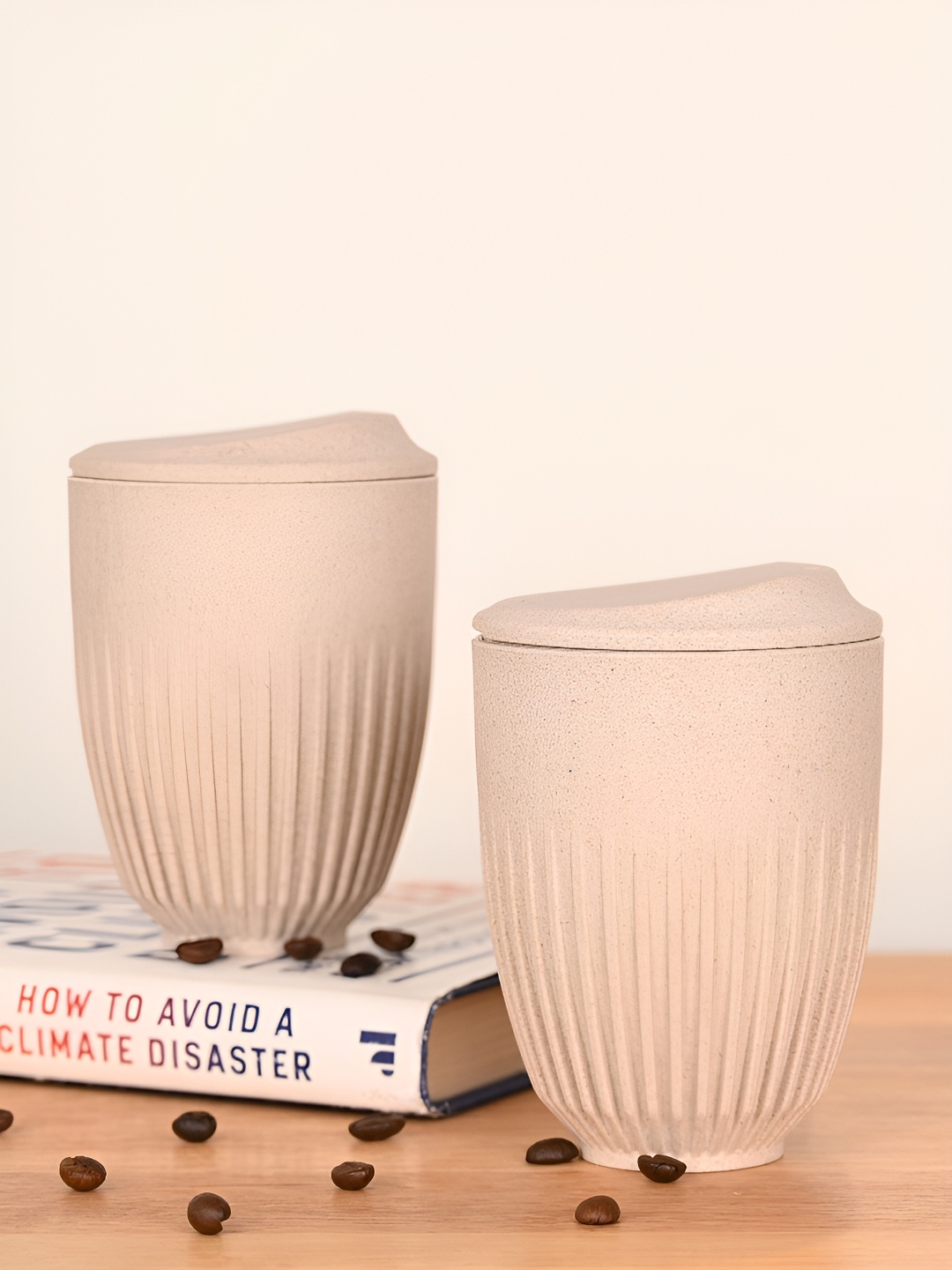 

eha Off White 2 Pieces Textured Matte Mugs 350 ml each