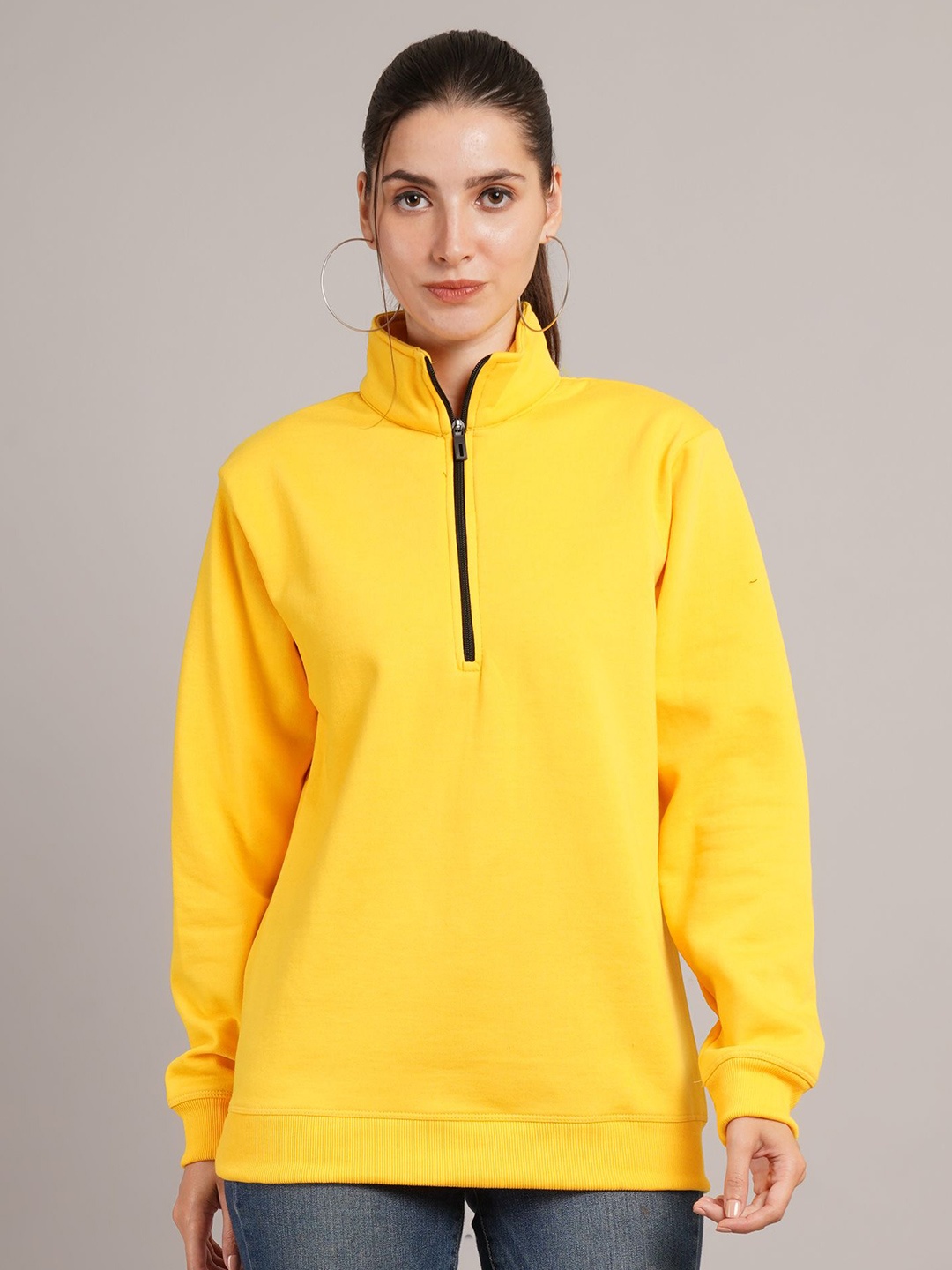 

Parona Women Solid Sweatshirt, Mustard