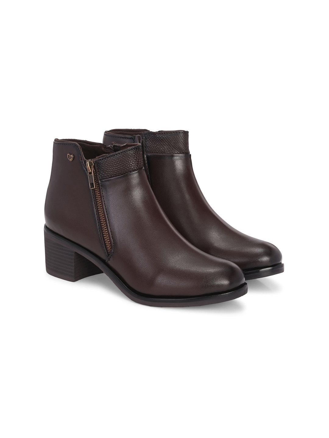 

Delize Women Casual Block-Heeled Winter Round Toe Mid Top Boots, Brown