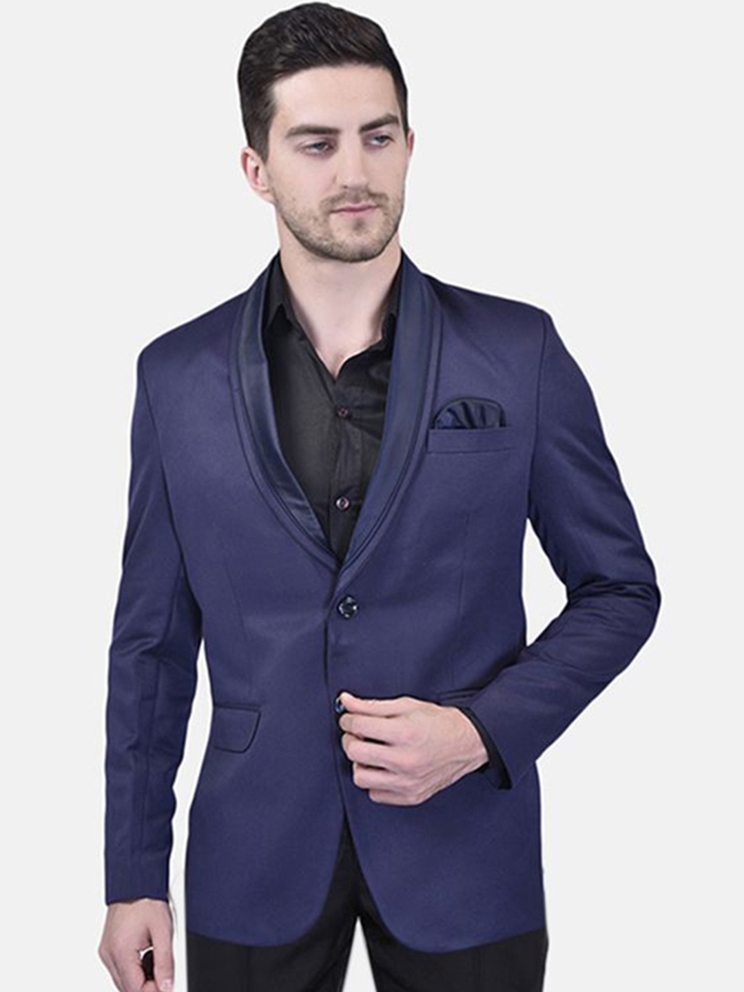 

PRINTINDIA Shawl Collar Single Breasted Party Blazer, Navy blue