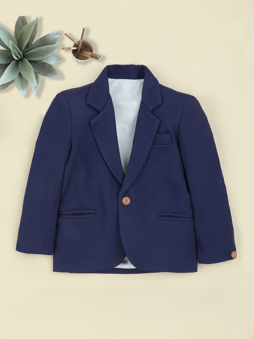 

Ridokidz Boys Notched Lapel Single-Breasted Blazers, Navy blue