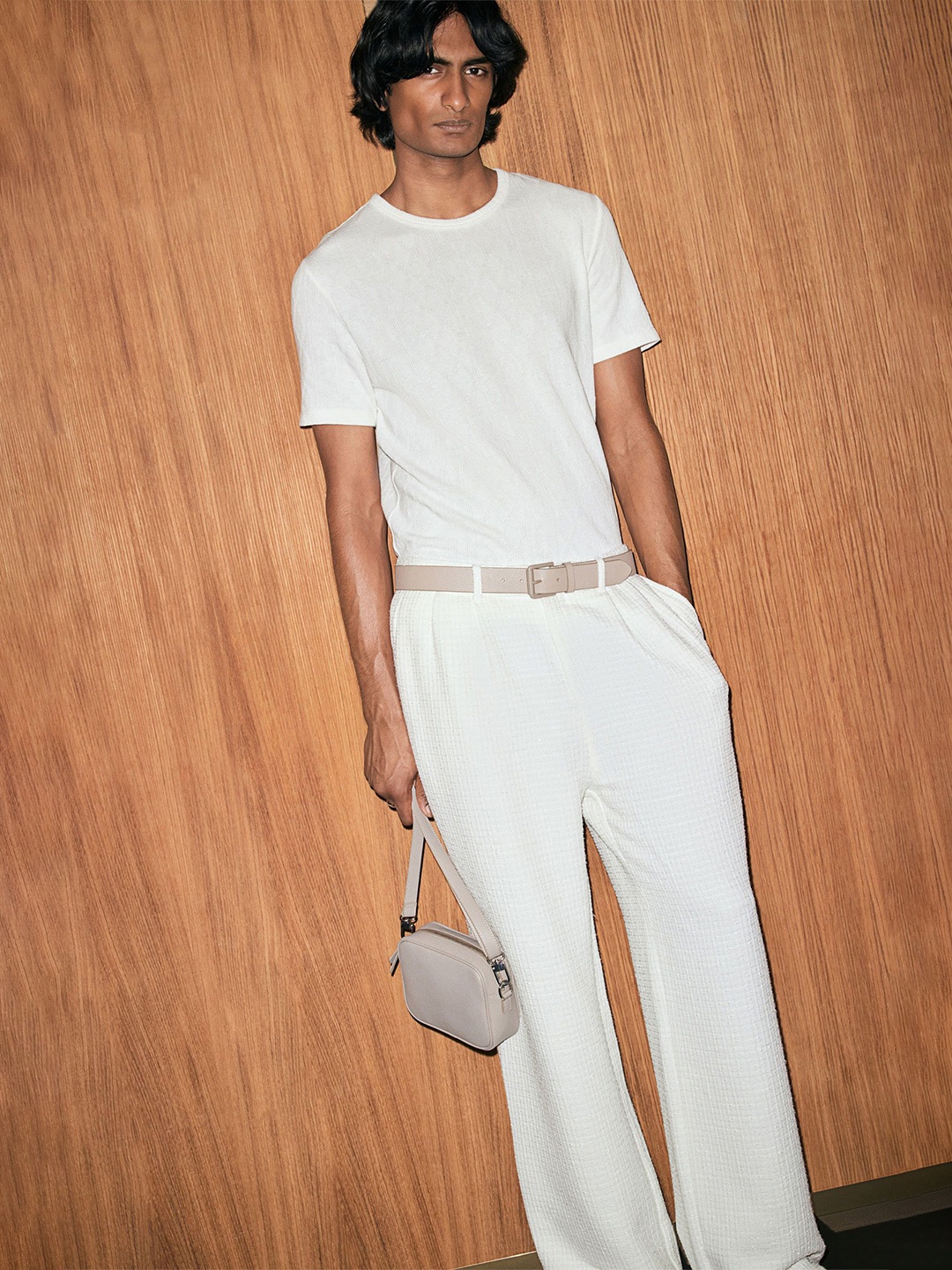 

H&M Slim Fit Textured T-shirt, White