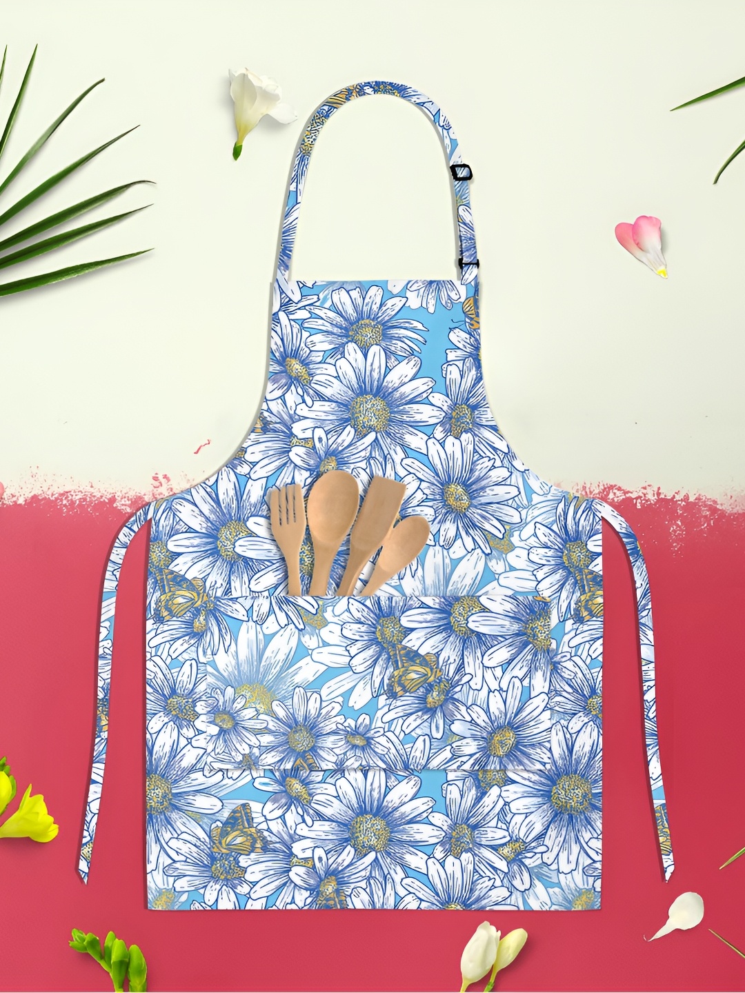 

ArtzFolio White & Blue Printed Cotton Aprons