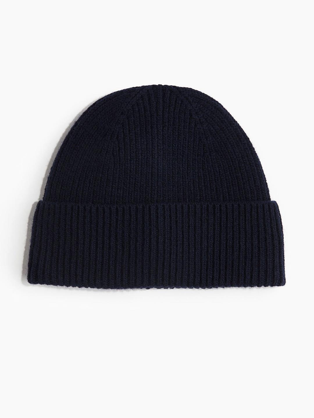 

H&M Rib-Knit Wool-Blend Hat, Navy blue