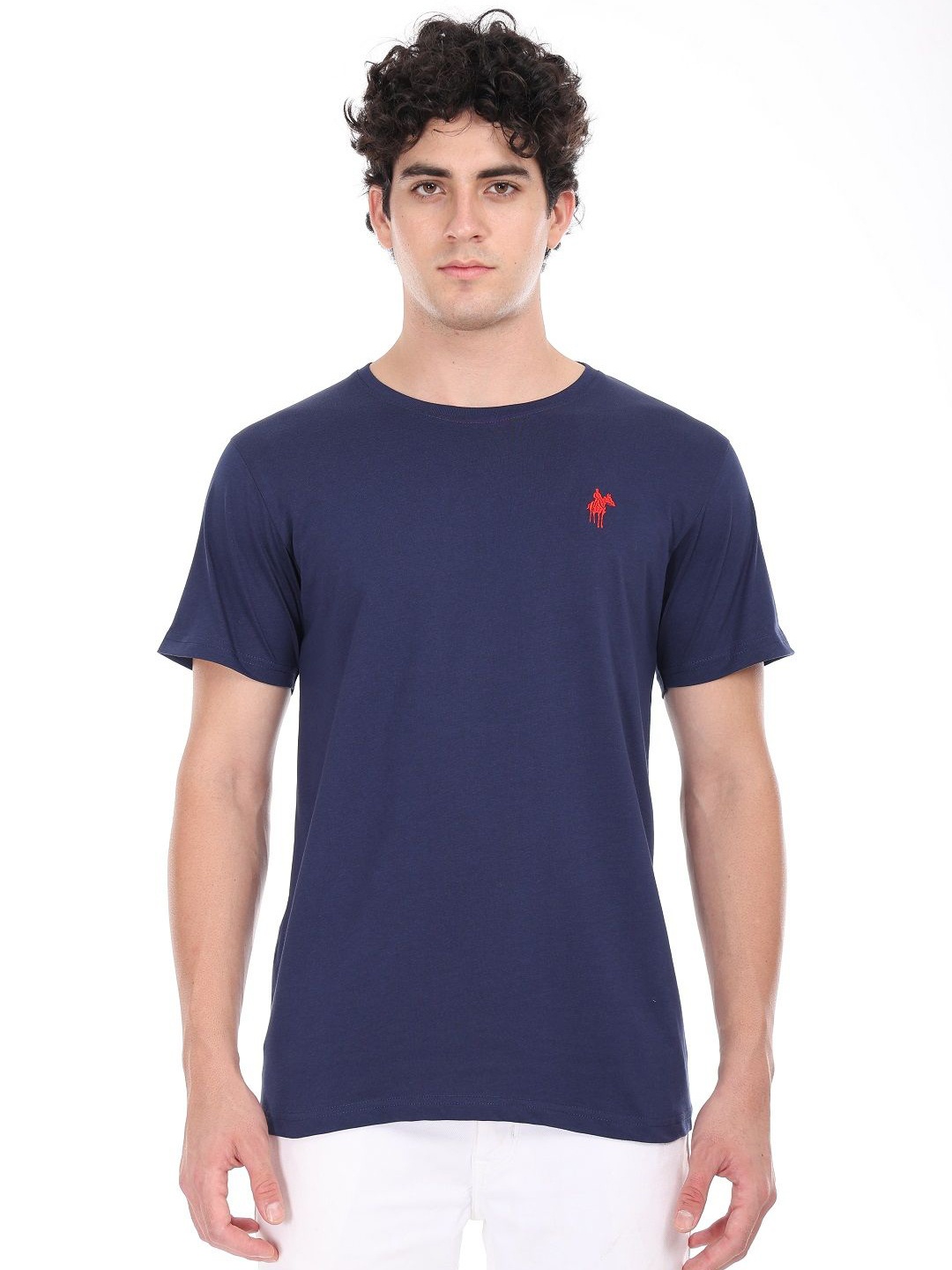 

Masculino Latino Plus Men Solid Round Neck Cotton T-shirt, Navy blue