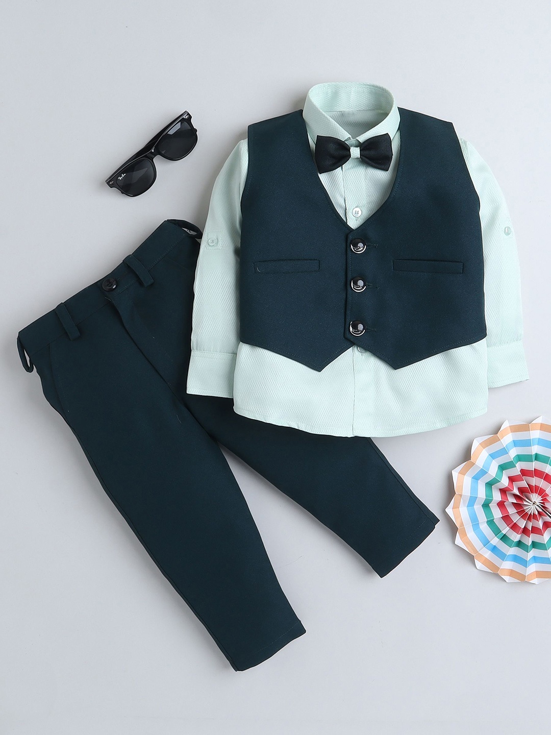 

Lil homies Boys Single-Breasted Three-Piece Party Suits, Teal