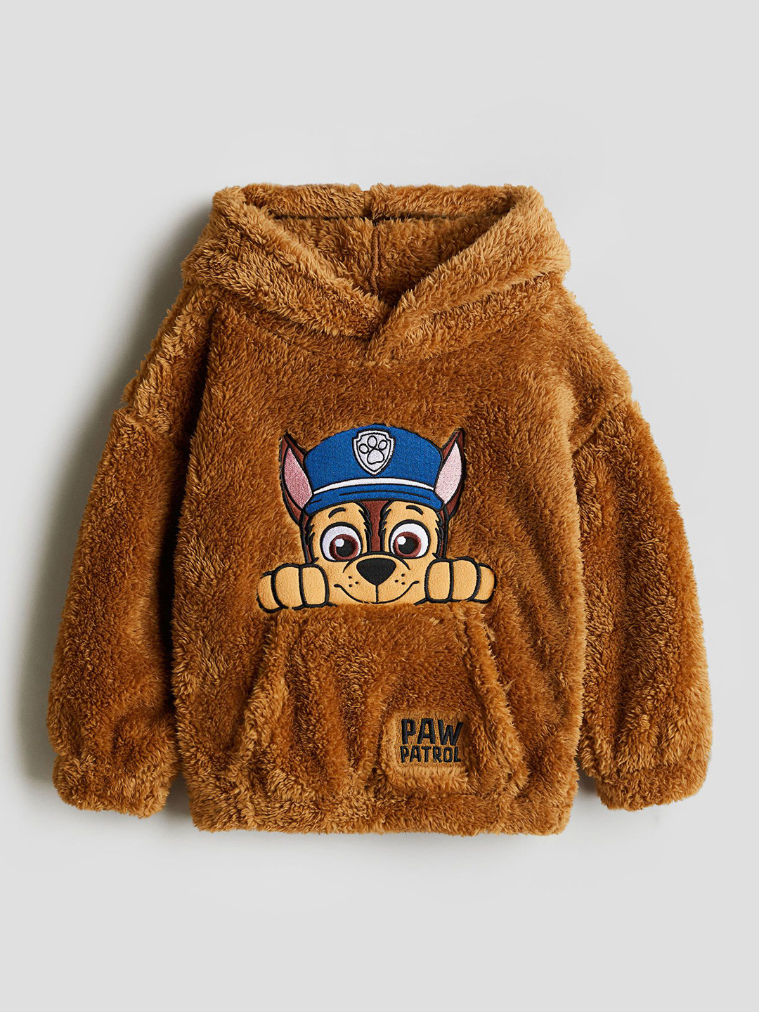 

H&M Boys Embroidered Pile Hoodie, Brown