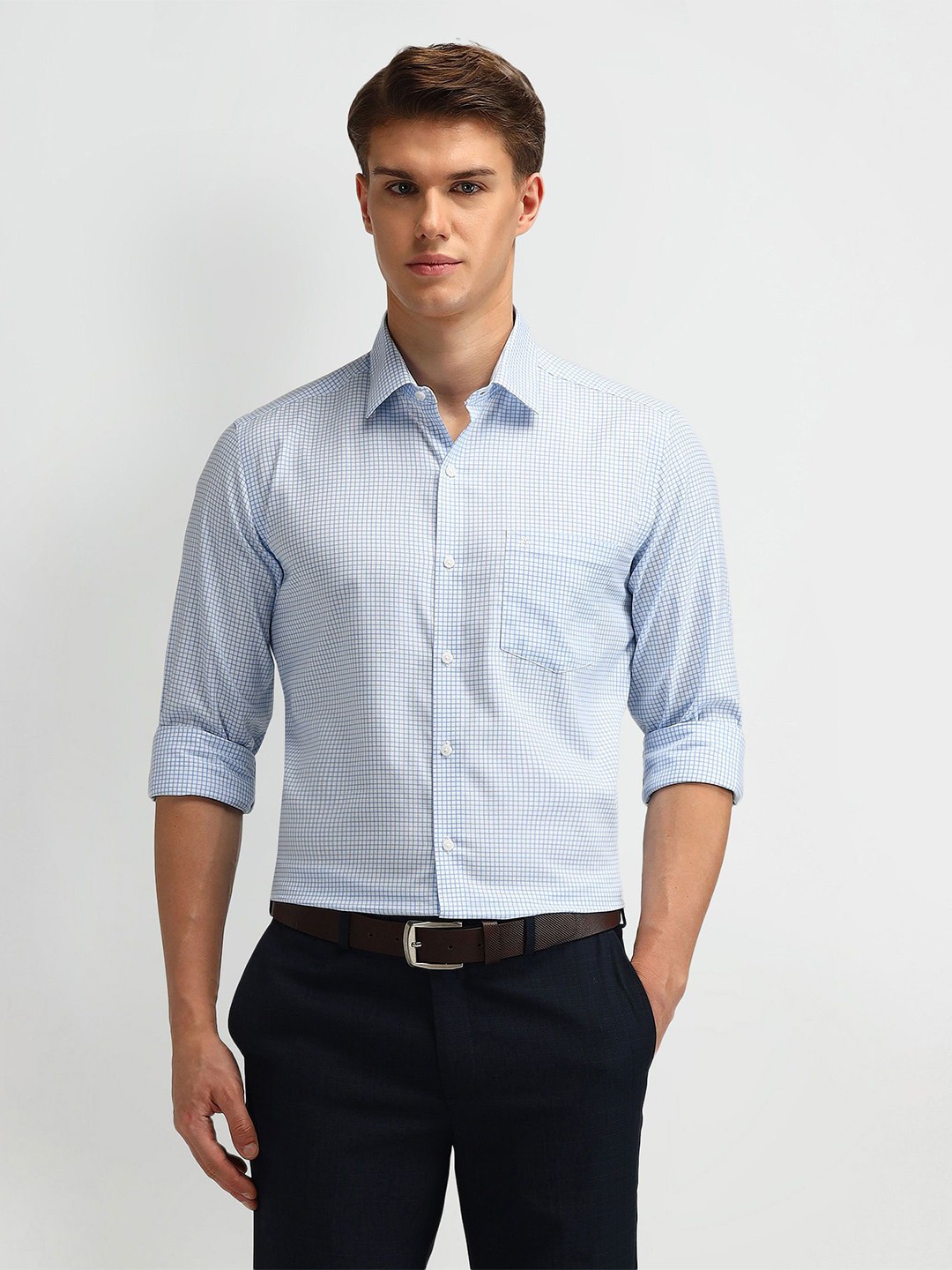 

Arrow Men Slim Fit Checked Formal Shirt, Blue