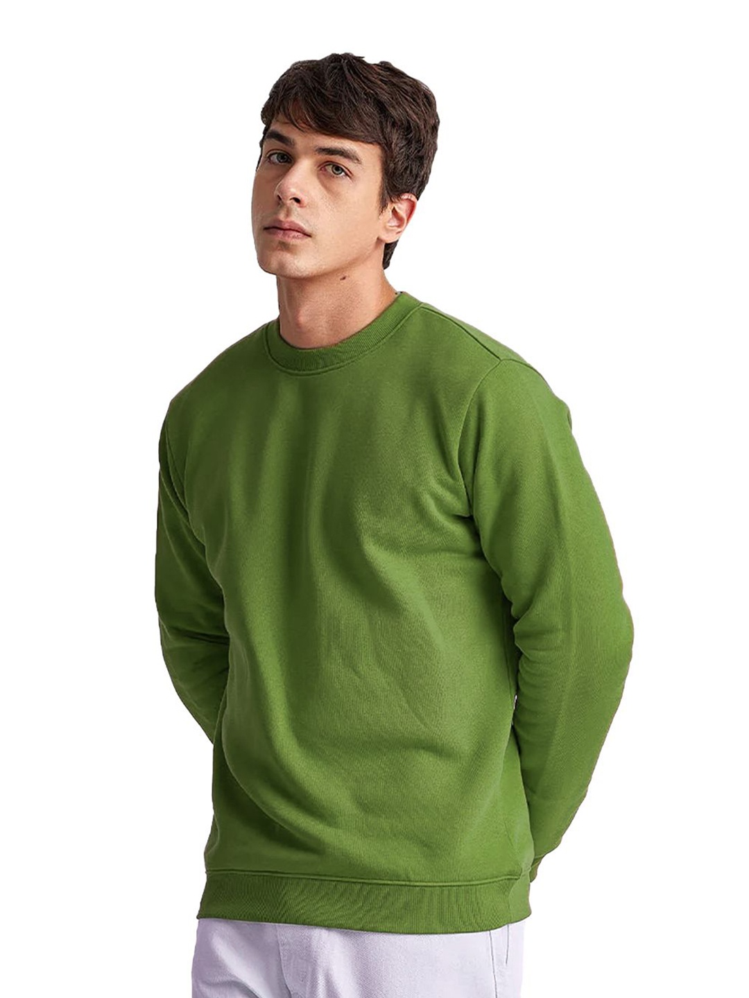 

SONIBROS Men Solid Full Sleeves Round Neck Winter Sweatshirt, Green