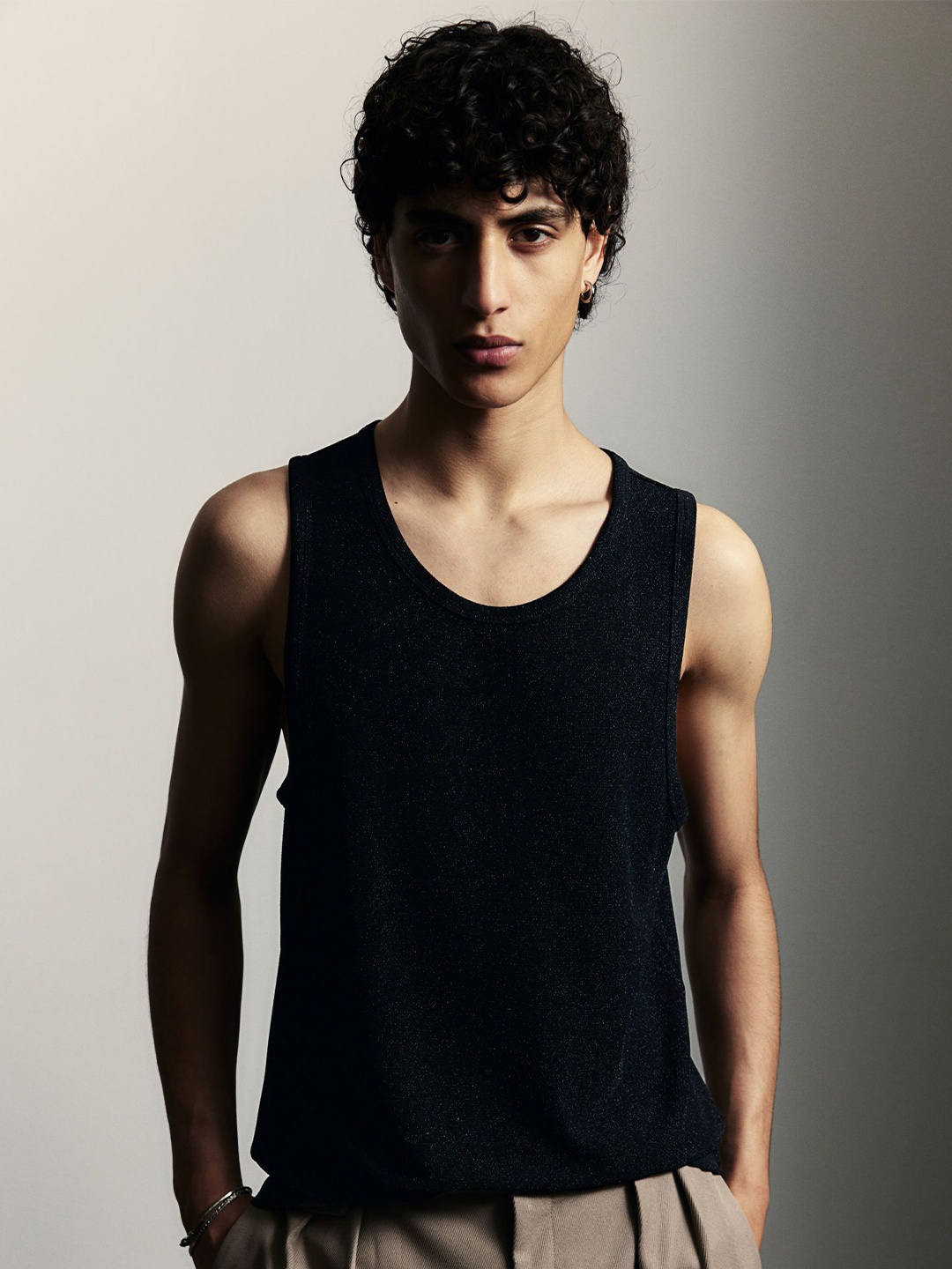 

H&M Shimmering Vest Top, Black