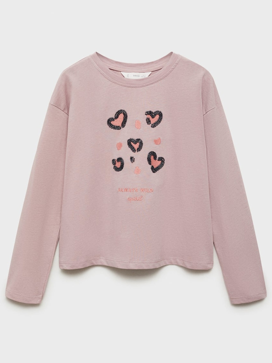 

Mango Kids Girls Pure Cotton Graphic Printed T-shirt, Mauve