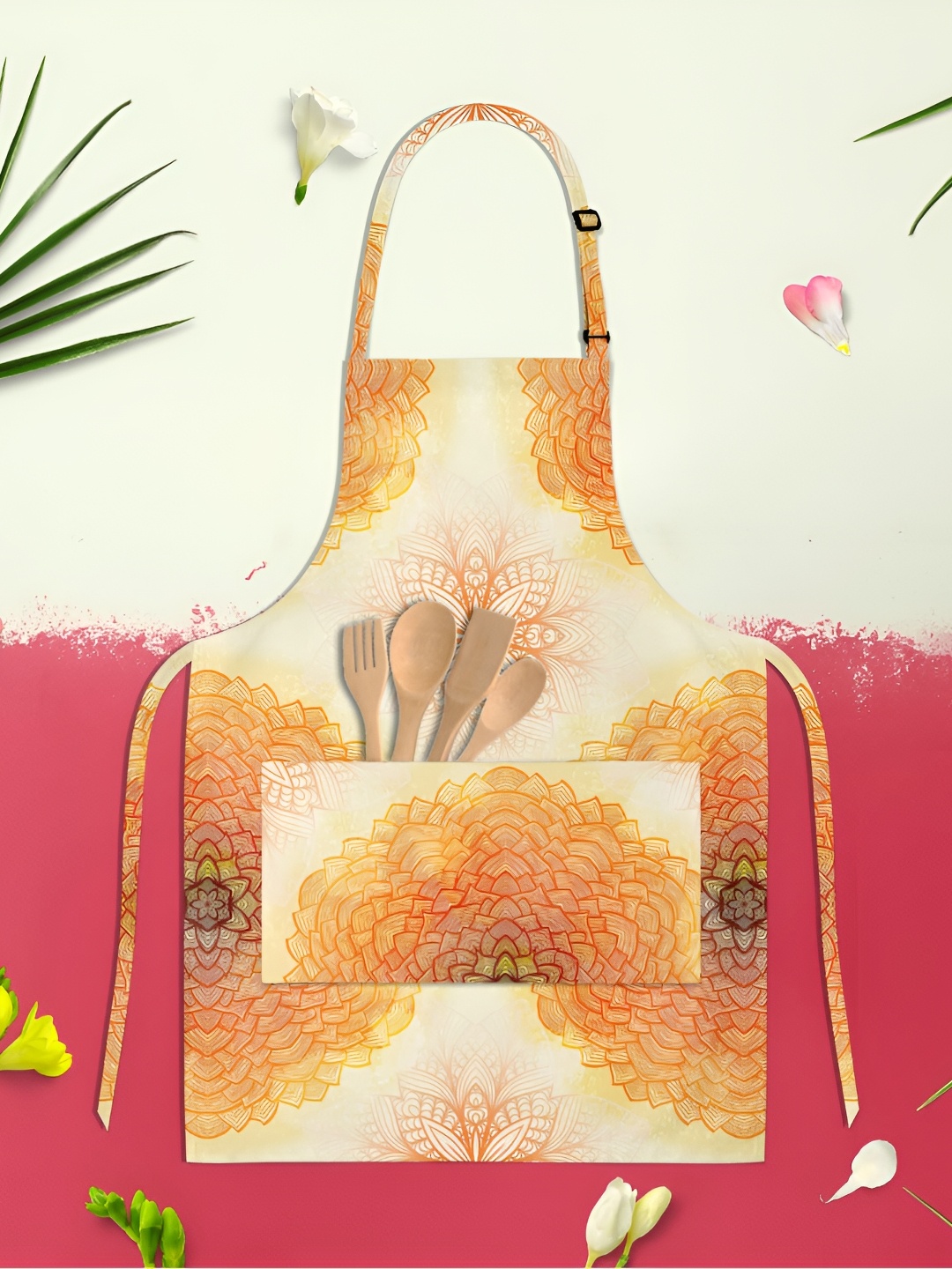 

ArtzFolio Beige & Yellow Printed Pure Cotton Apron