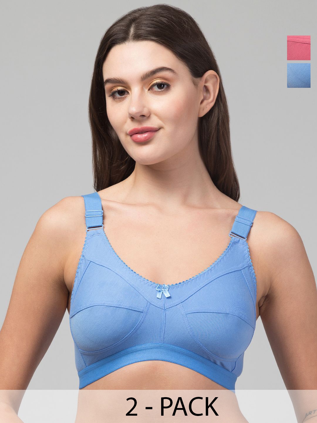 

Boleem Women Pack of 2 Cut and Sew Full Coverage Bra, Pink