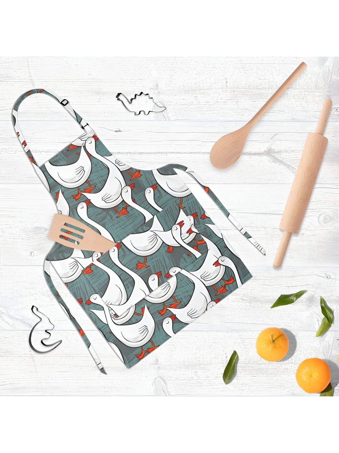 

ArtzFolio Green & White Printed Cotton Aprons