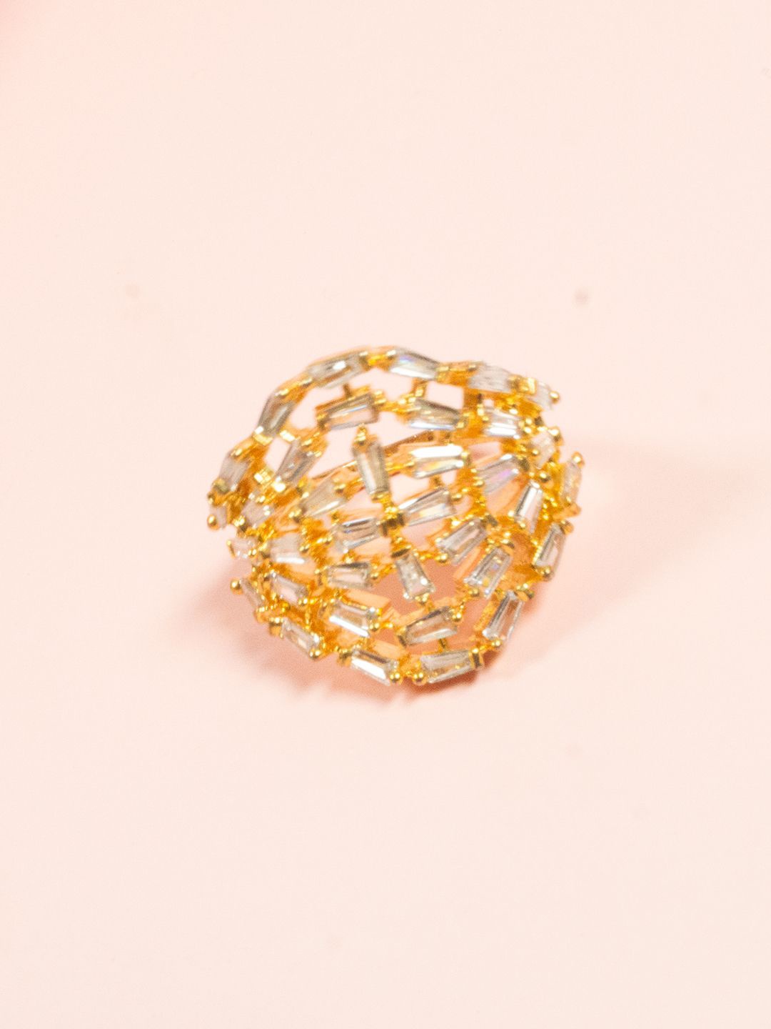 

SHARLEEZ Cubic Zirconia Stone Studded Stackable Finger Ring, Gold