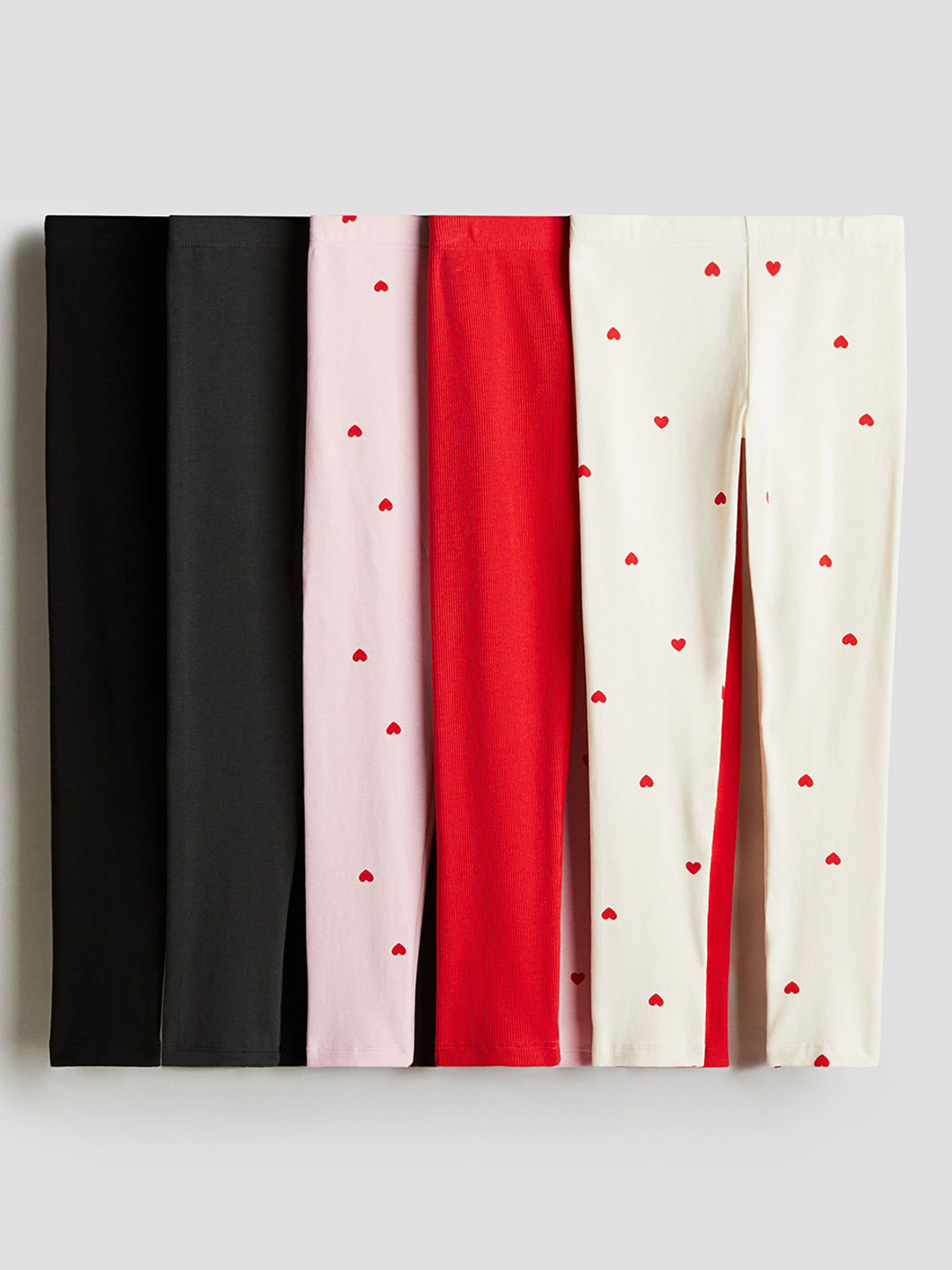 

H&M Girls 5-Pcs Ankle Length Printed Jersey Leggings, Red