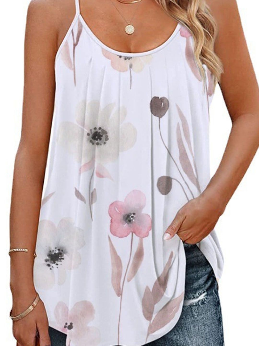 

StyleCast Women Floral Printed Shoulder Straps Top, White