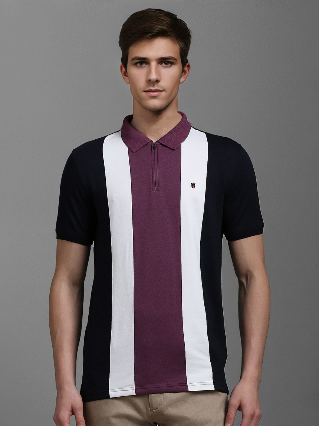 

Louis Philippe Sport Men Striped Polo Collar Slim Fit T-shirt, Black