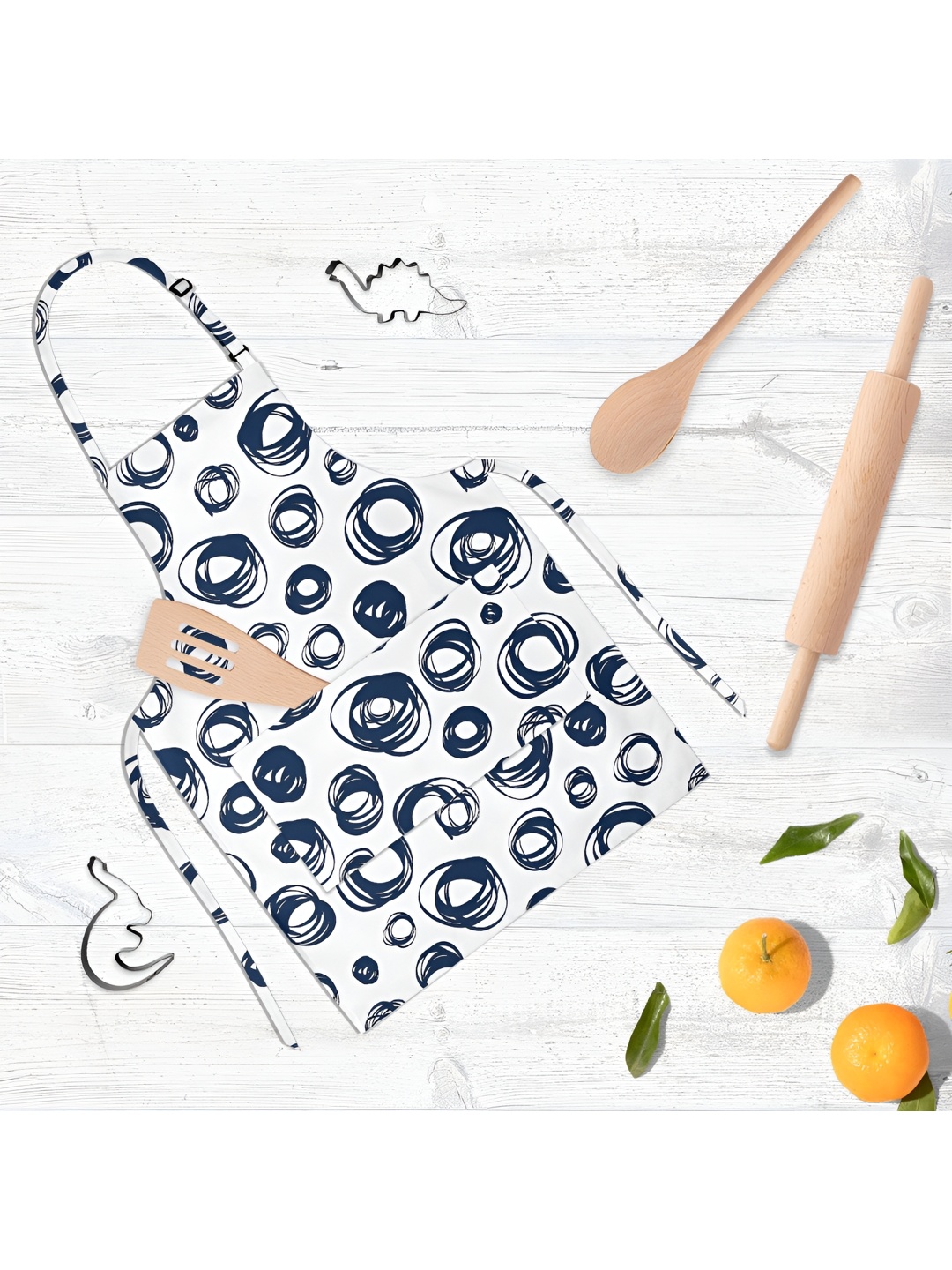 

ArtzFolio Kids White & Blue Printed Cotton Aprons