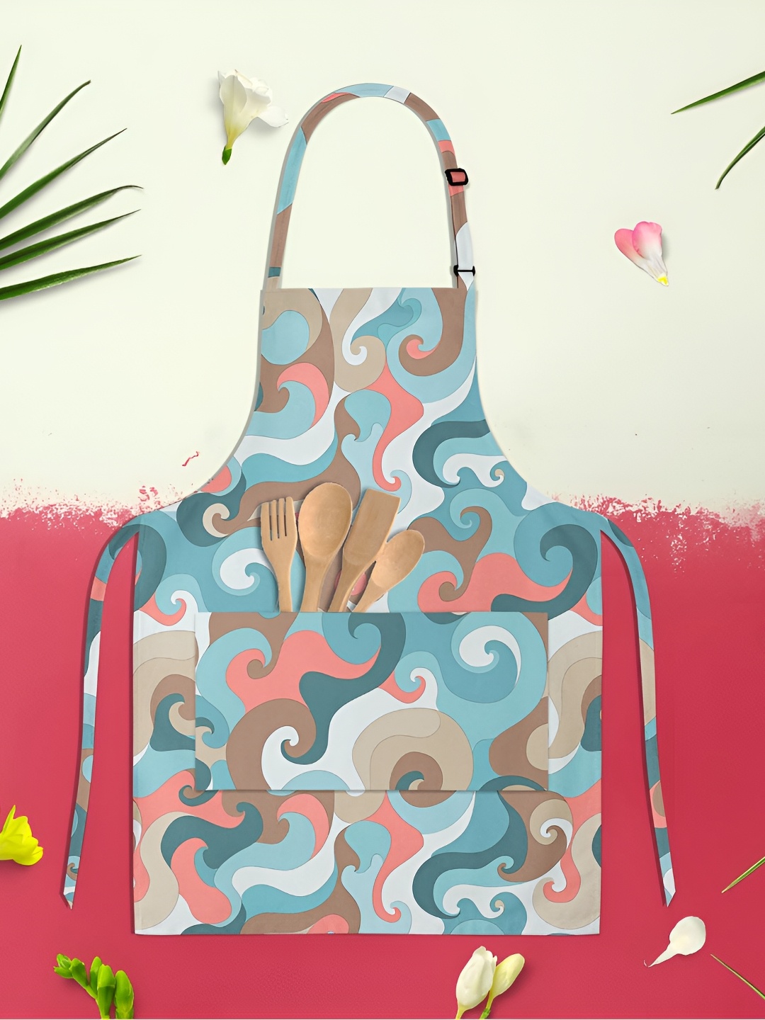 

ArtzFolio Waves Blue & Brown Printed Cotton Apron