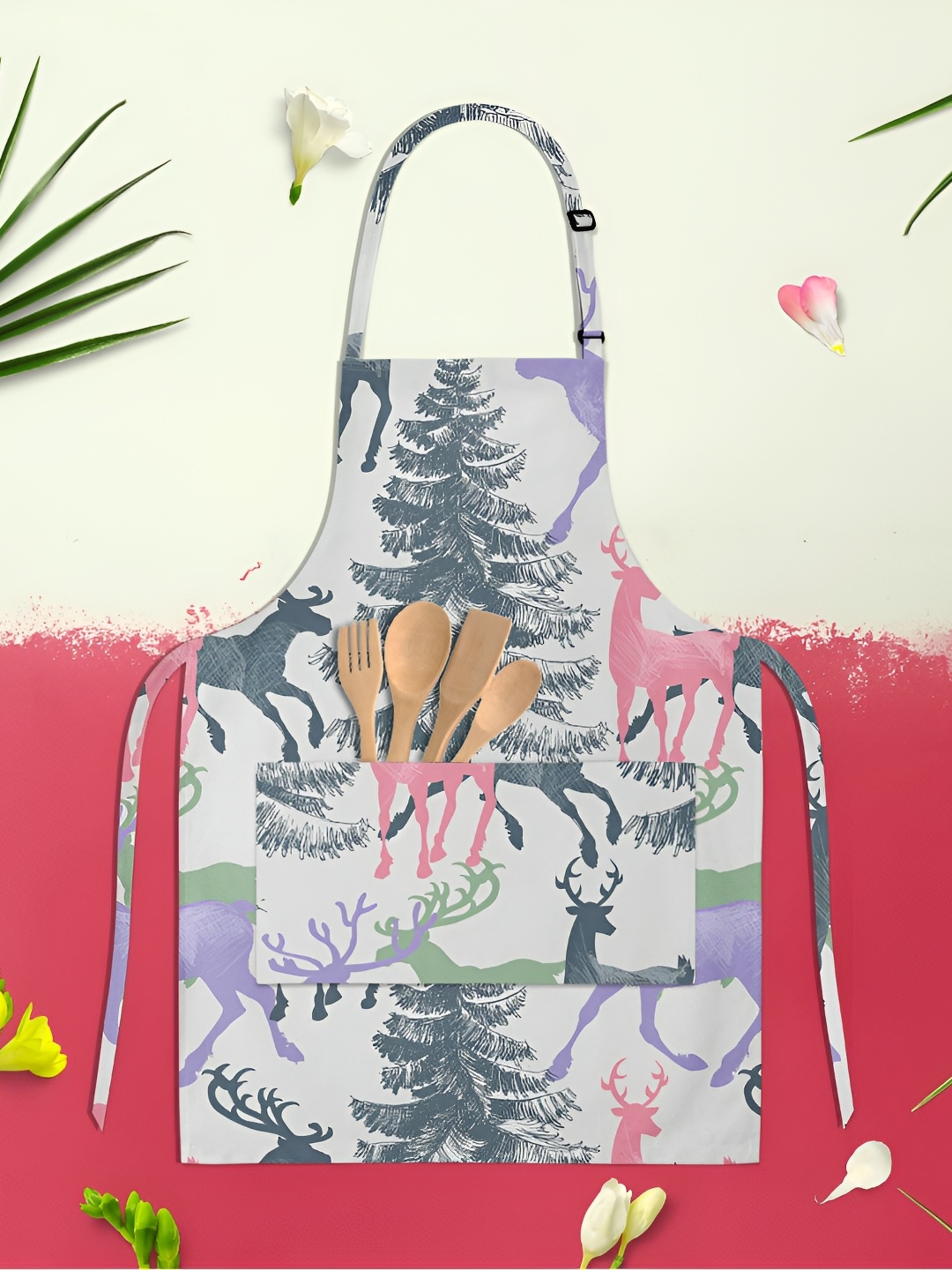 

ArtzFolio White & Grey Printed Cotton Aprons