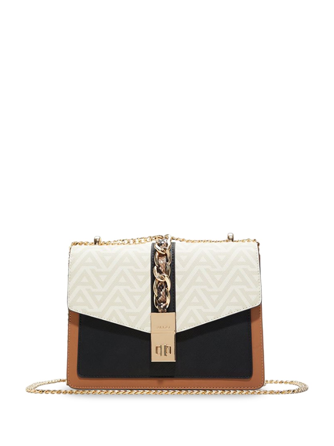 

ALDO Women Colourblocked Structured Sling Bag, Brown