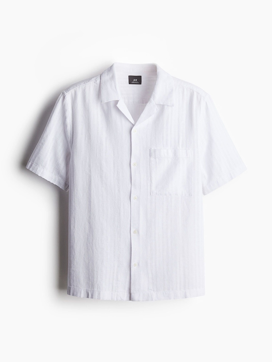 

H&M Textured-Weave Resort Shirts, White