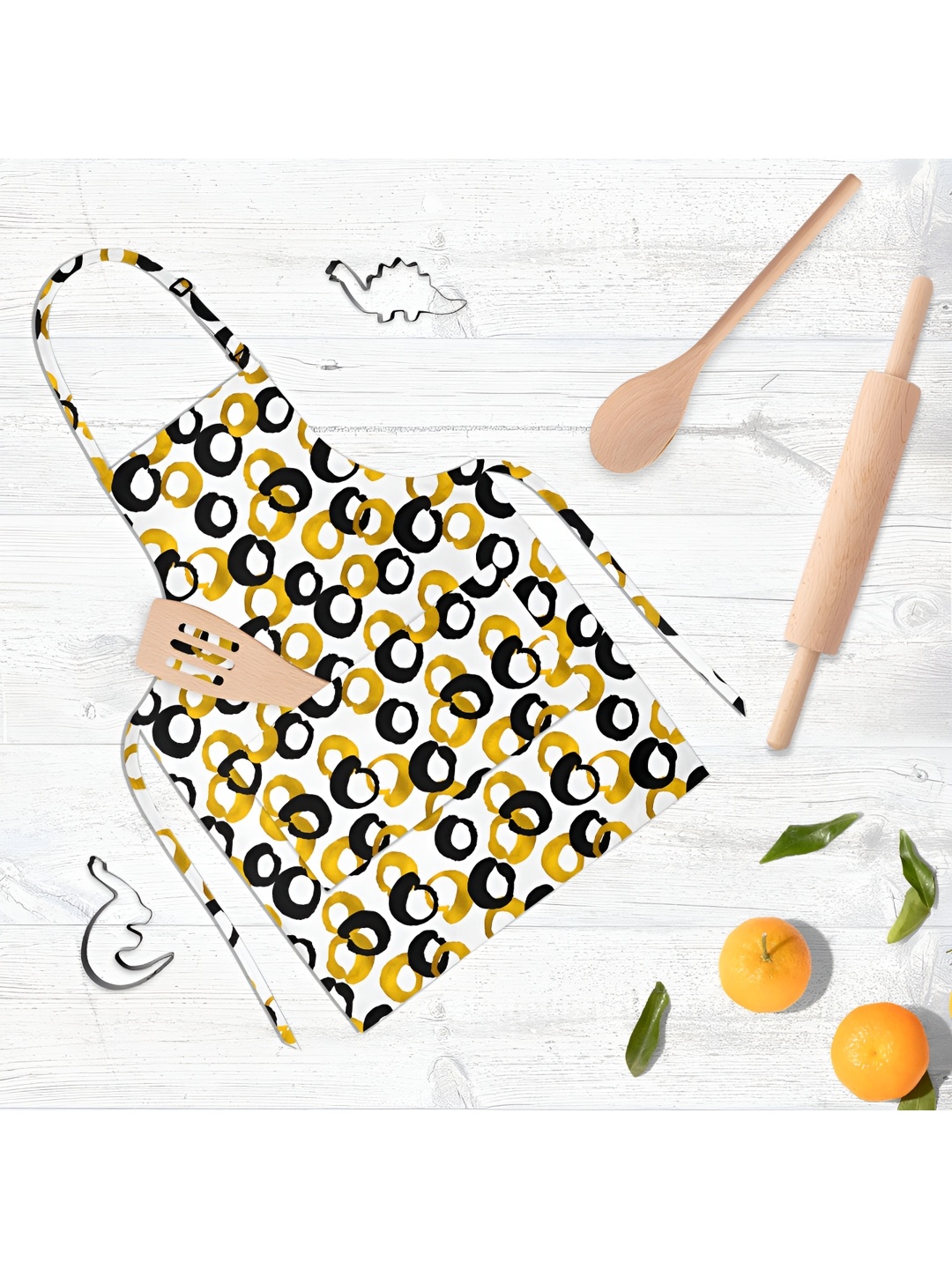 

ArtzFolio Gold & Black Drawing Kids White & Brown Printed Cotton Apron