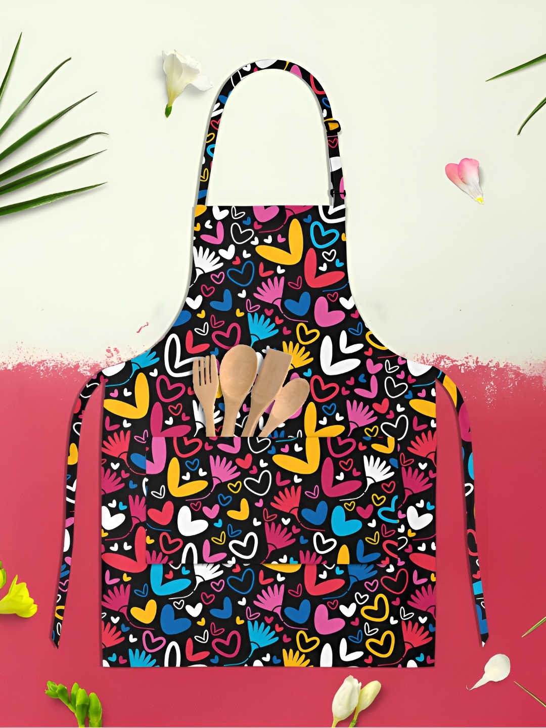 

ArtzFolio Black & Pink Printed Cotton Aprons