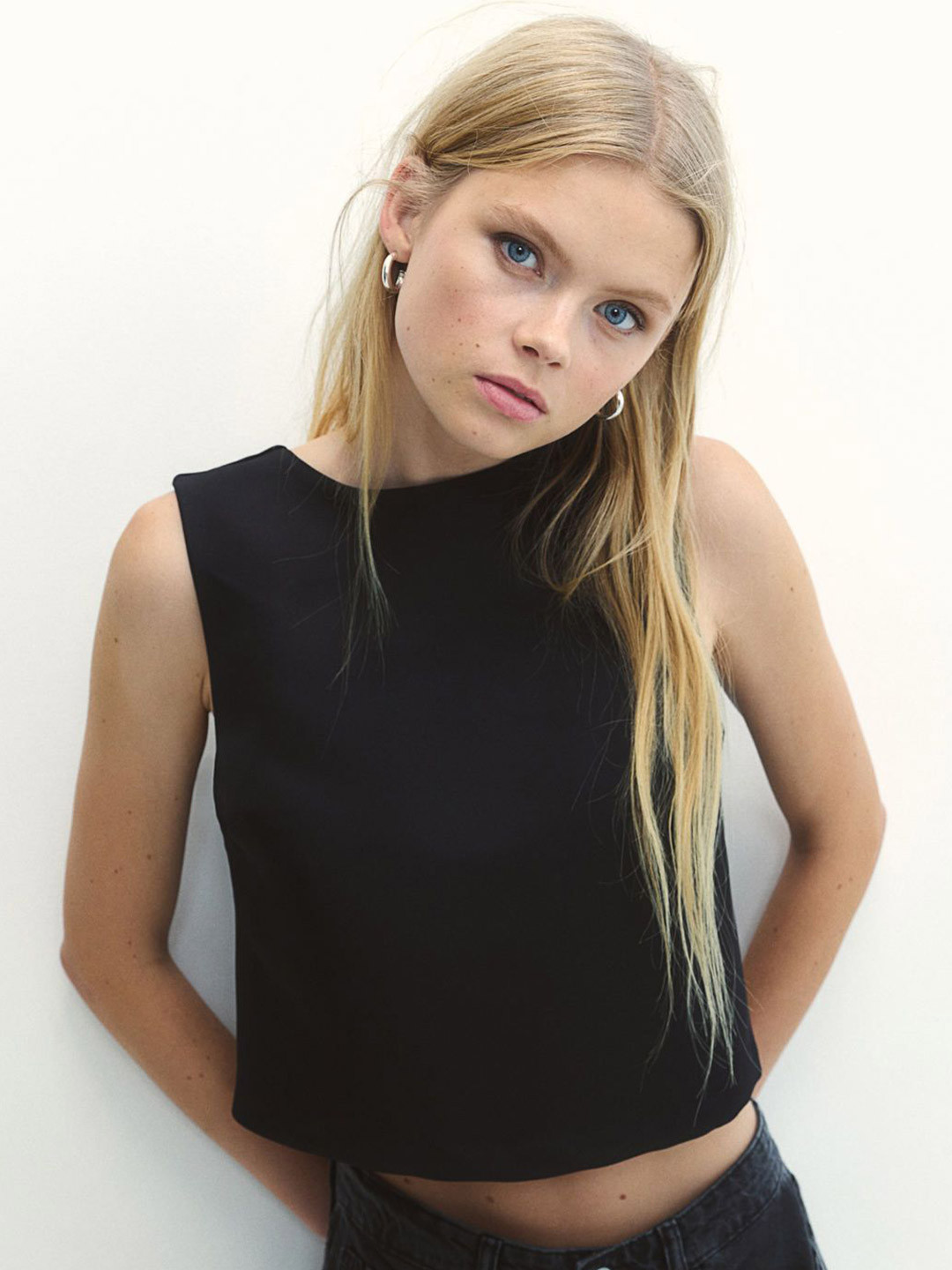 

H&M Women Bow-Detail Deep-Back Tops, Black