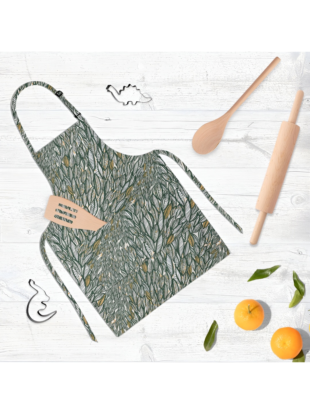

ArtzFolio Grey & Green Printed Cotton Aprons