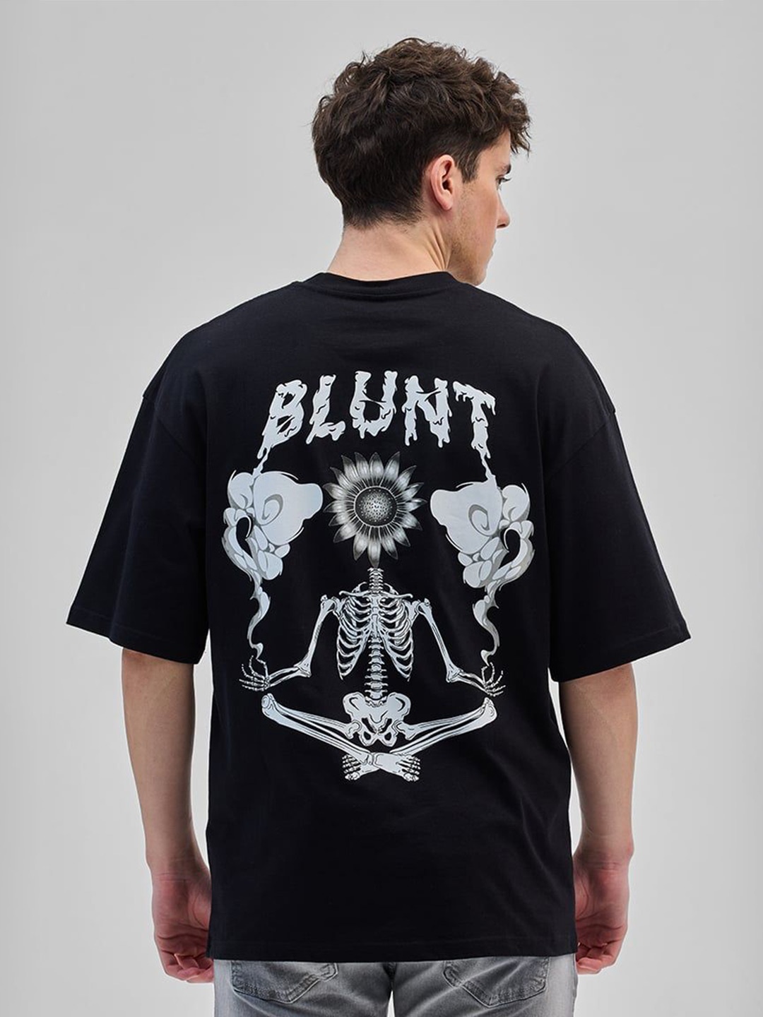 

Snitch Graphic Printed Round Neck Cotton Baggy T-shirt, Black