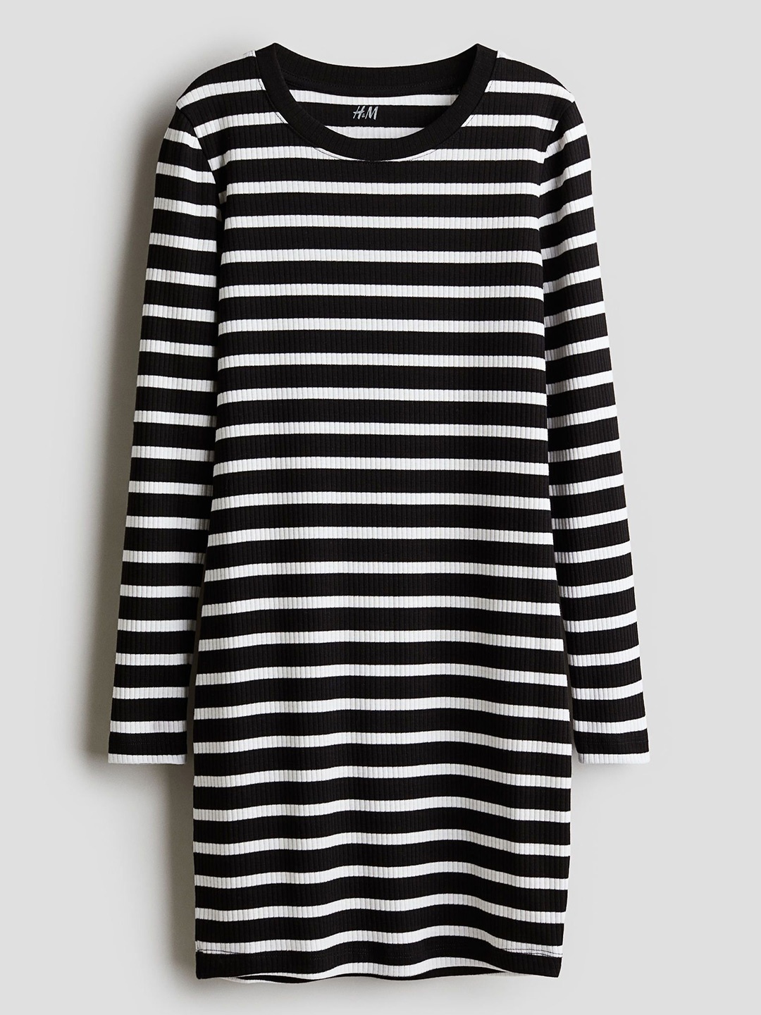 

H&M Girls Ribbed Jersey Dress, Black