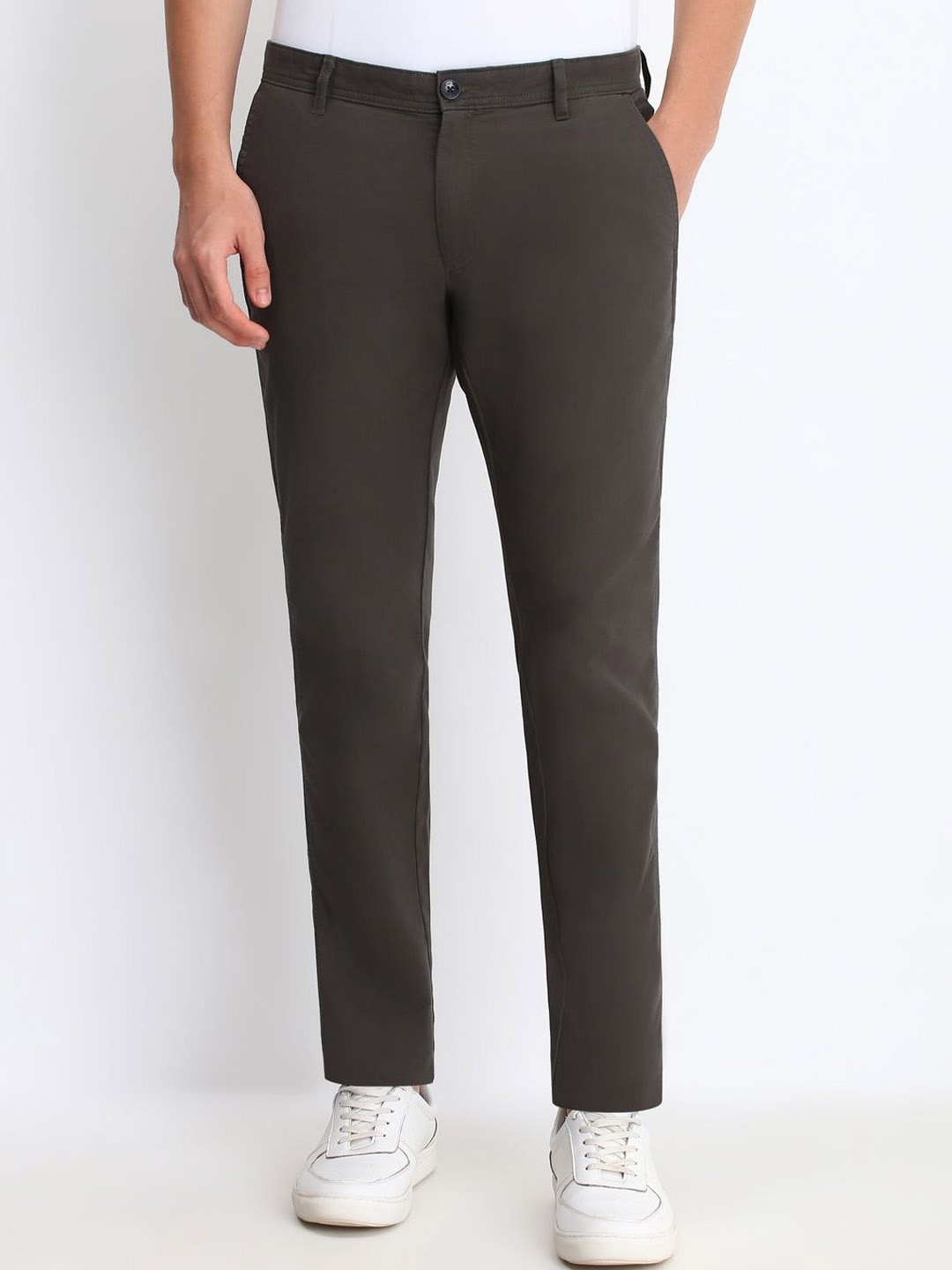 

Allen Solly Men Mid-Rise Slim Fit Trousers, Charcoal