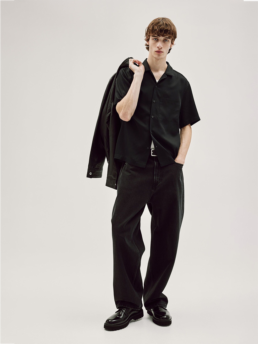

H&M Lyocell Resort Shirts, Black
