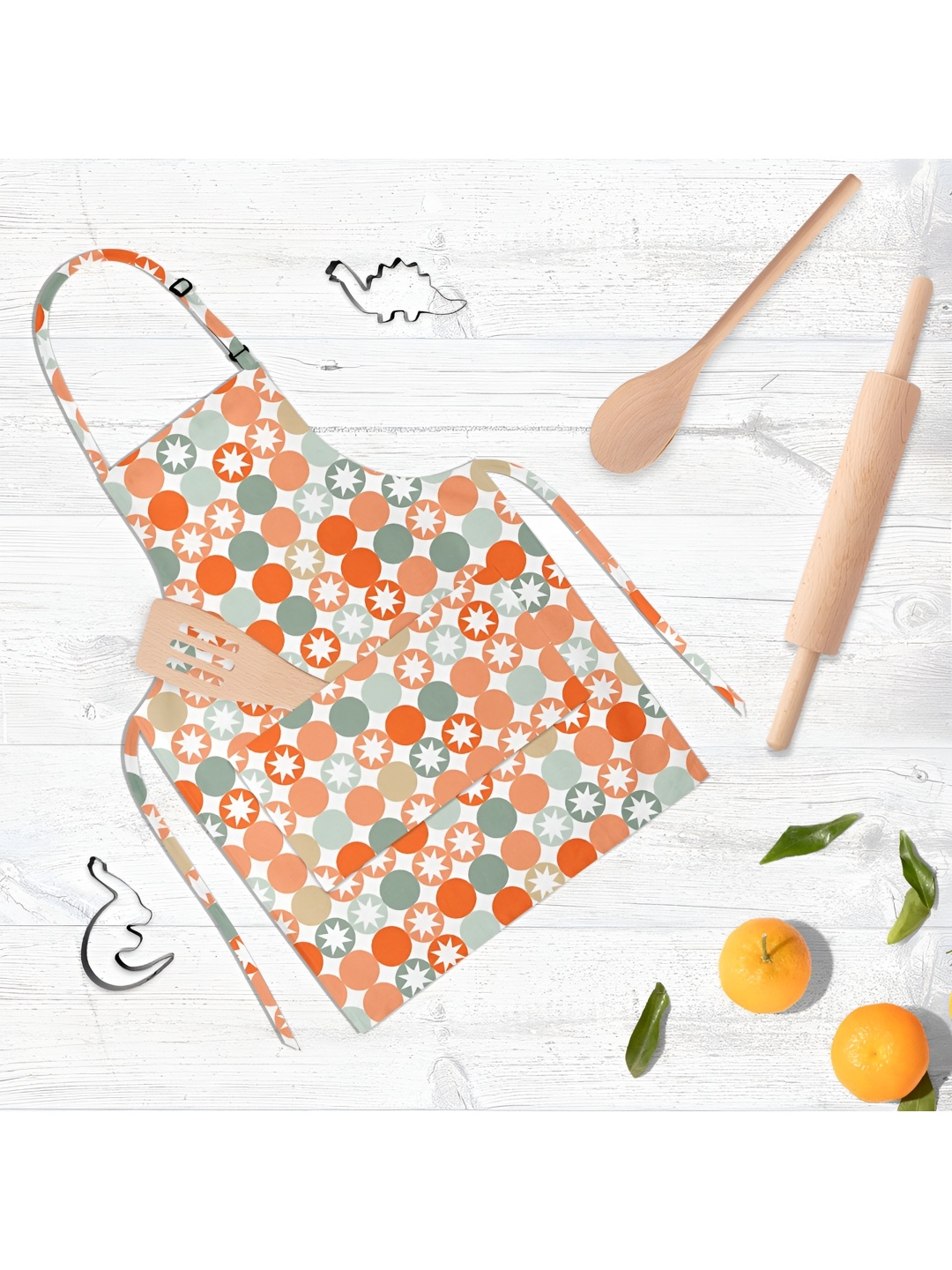 

ArtzFolio Orange & Green Printed Cotton Apron