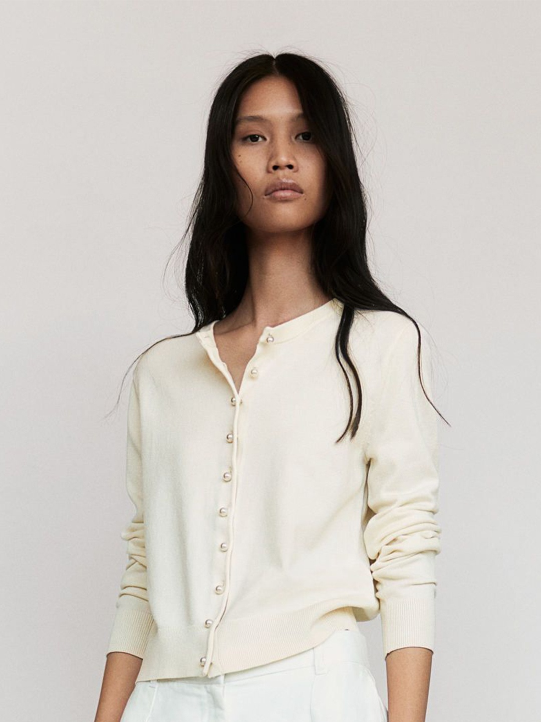 

H&M Women Knitted Cardigan, White