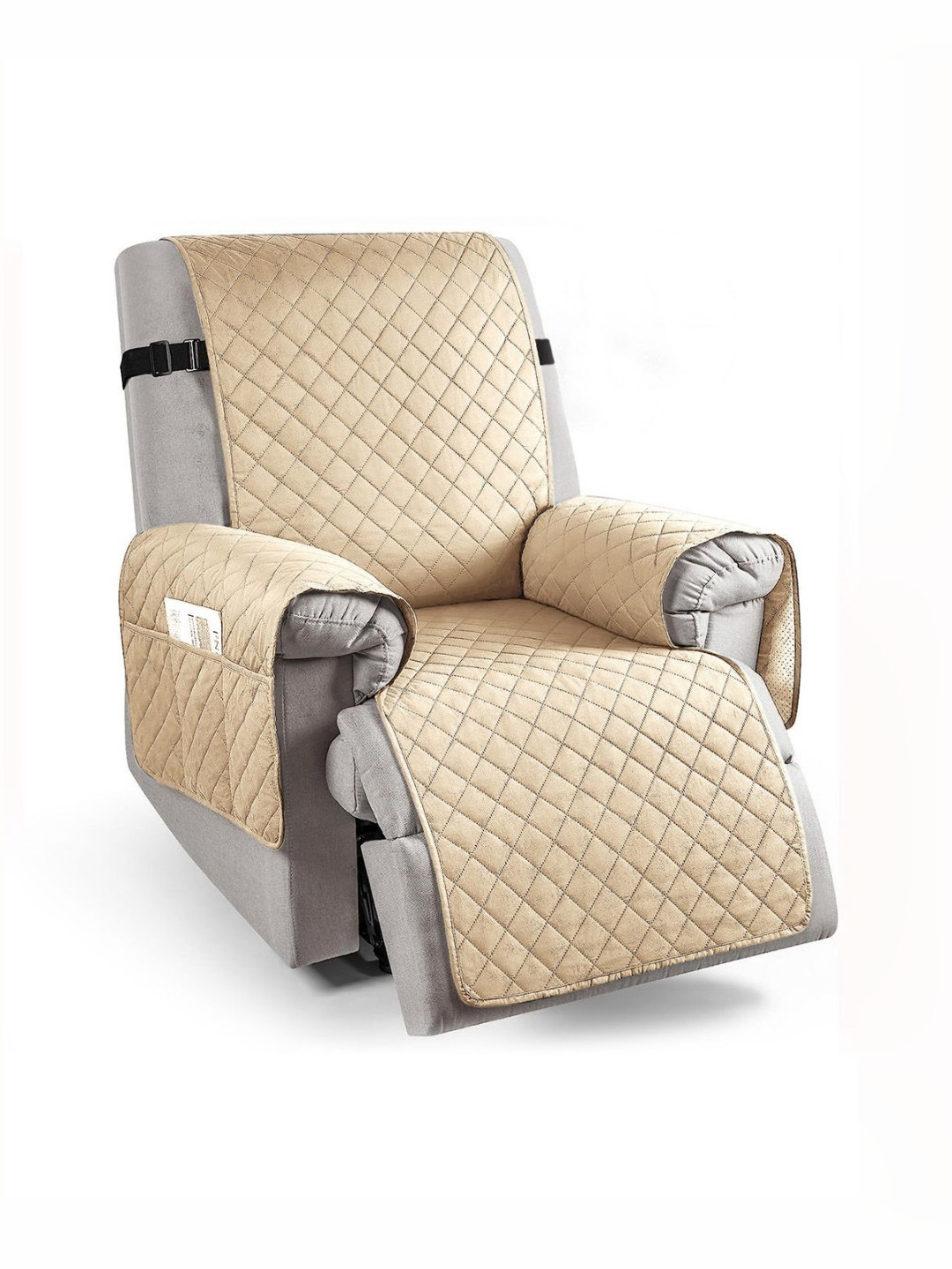 

HOKIPO Beige Self Design Sofa Cover With Arms