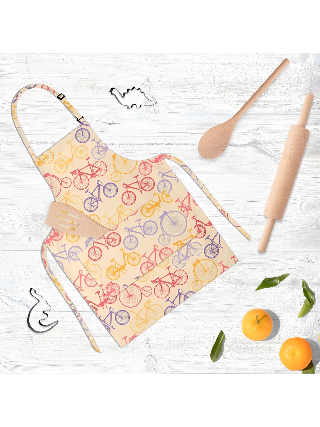 

ArtzFolio Beige & Yellow Printed Cotton Aprons