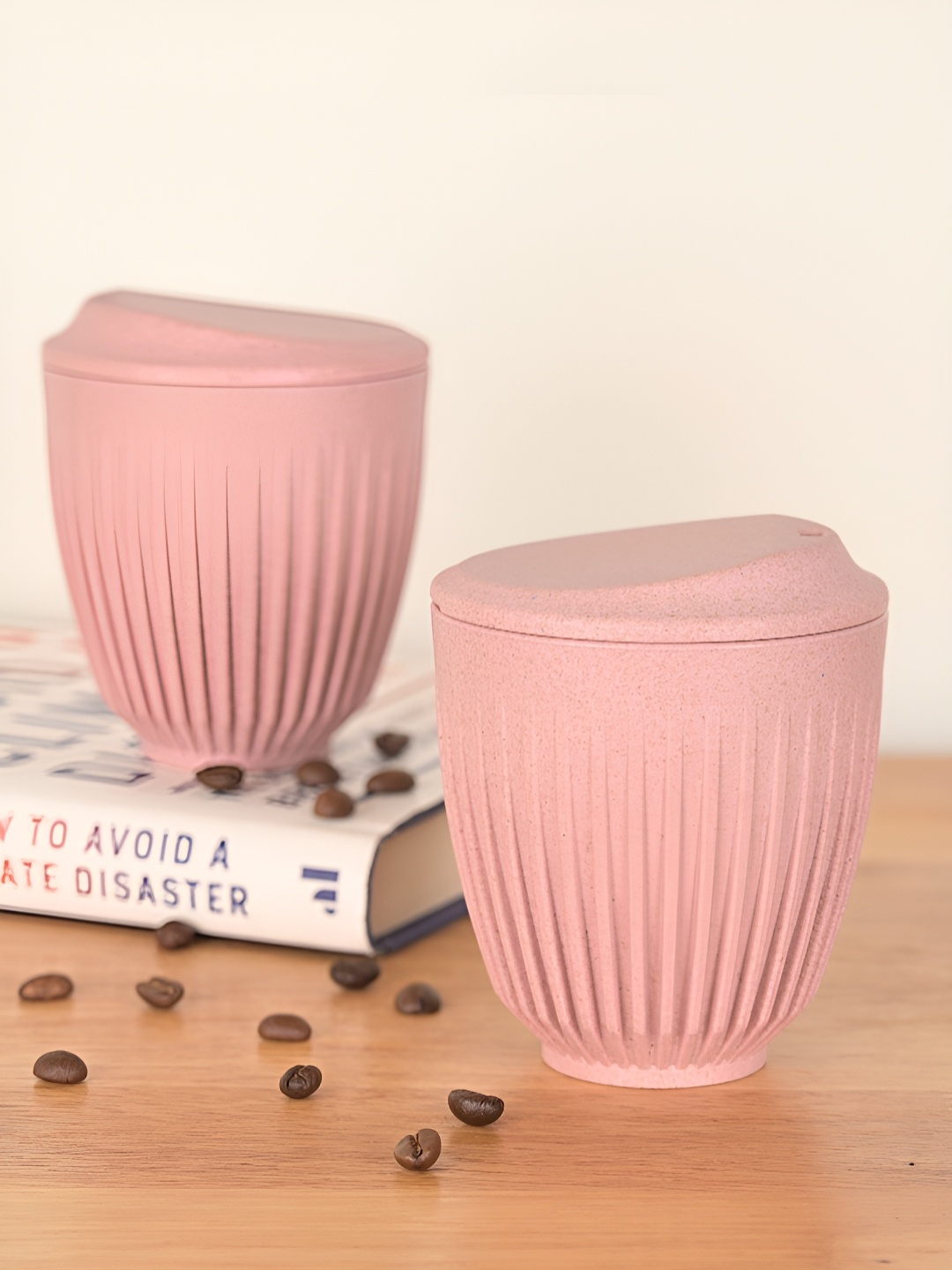 

eha Pink 2 Pieces Textured Matte Mugs 250 ml each