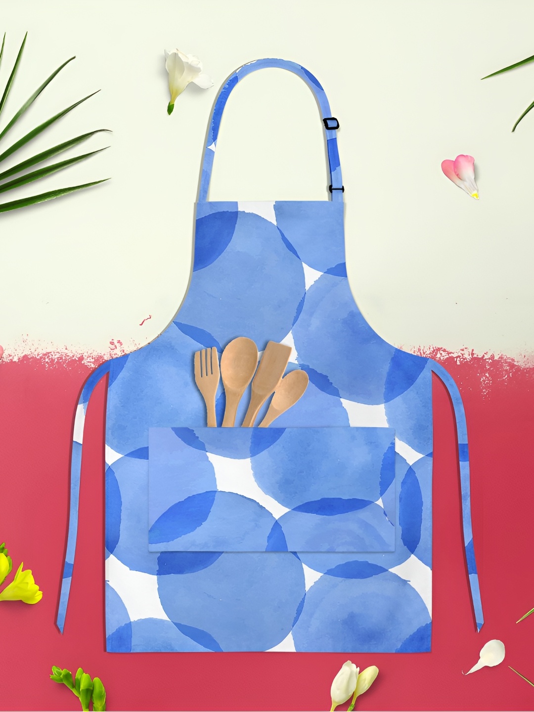 

ArtzFolio Kids Blue & White Printed Cotton Aprons