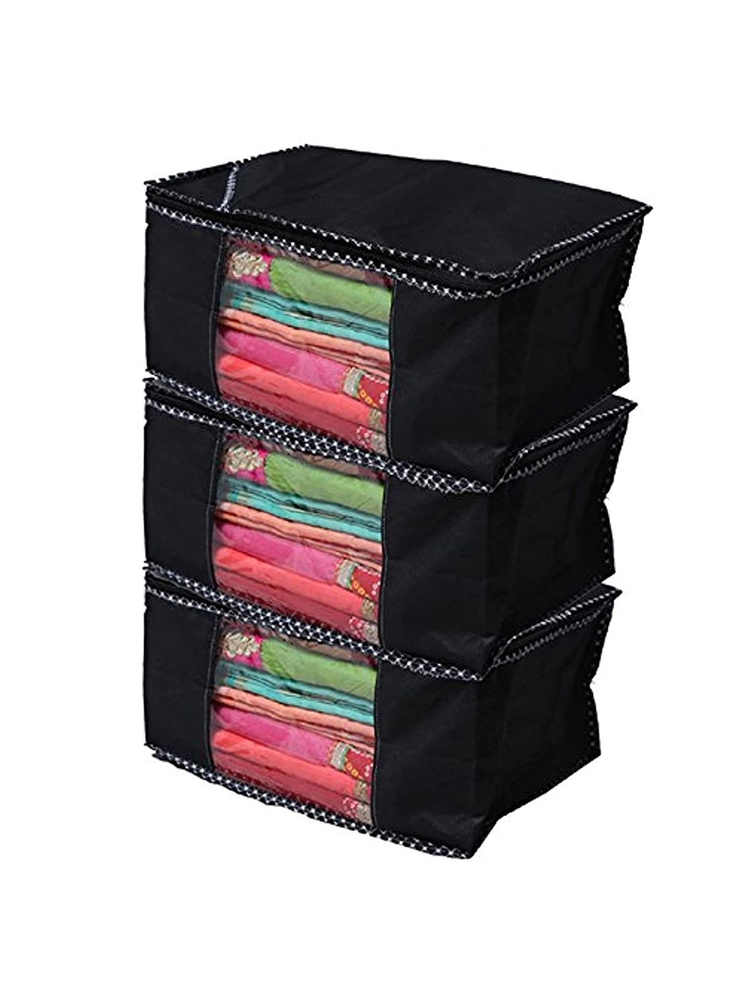 

Kuber Industries Black Set of 3 Regular Multi-Utility Organisers