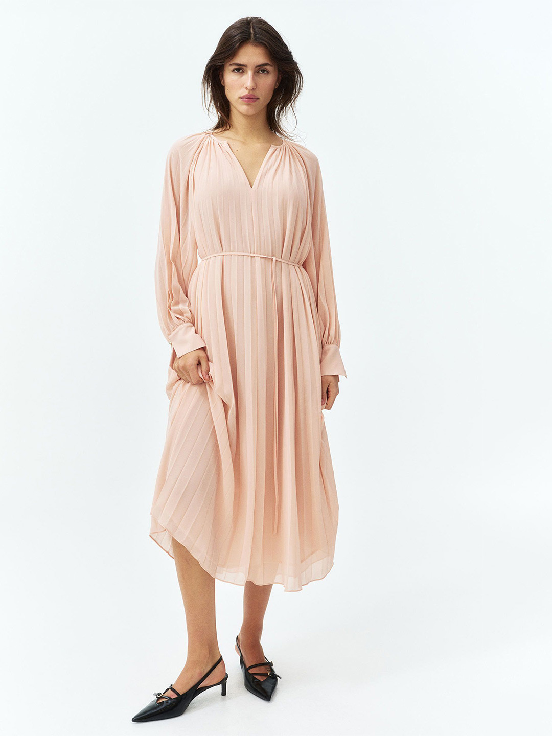 

H&M Women Pleated Chiffon Dress, Pink