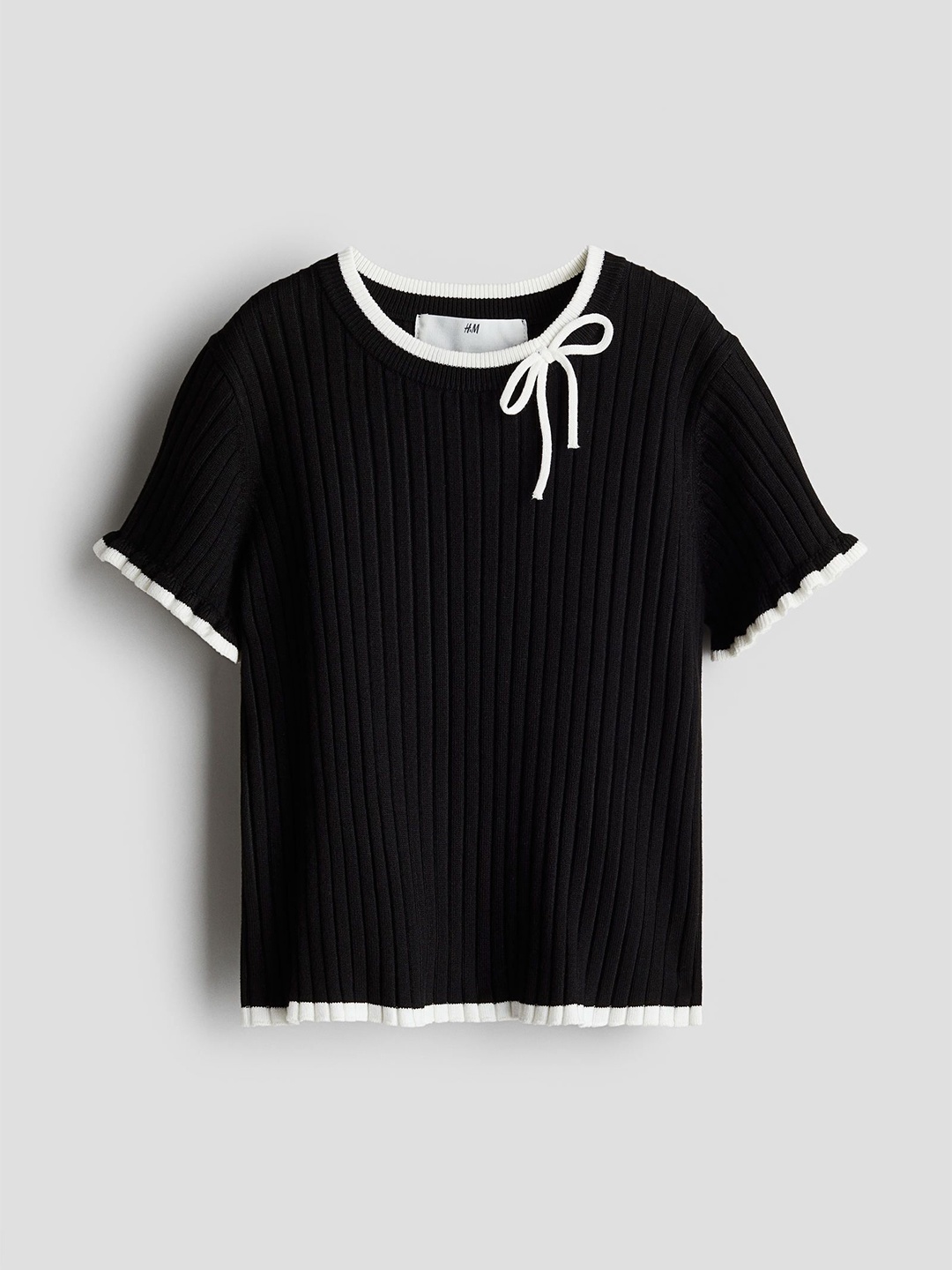 

H&M Girls Rib-Knit Top, Black