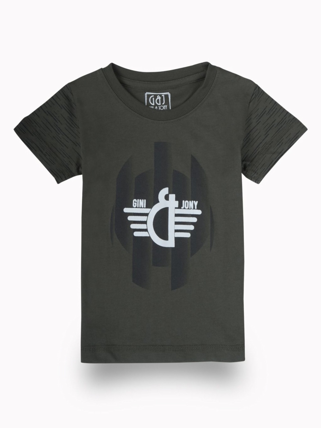 

Gini and Jony Boys Graphic Printed Round Neck Cotton T-shirt, Olive
